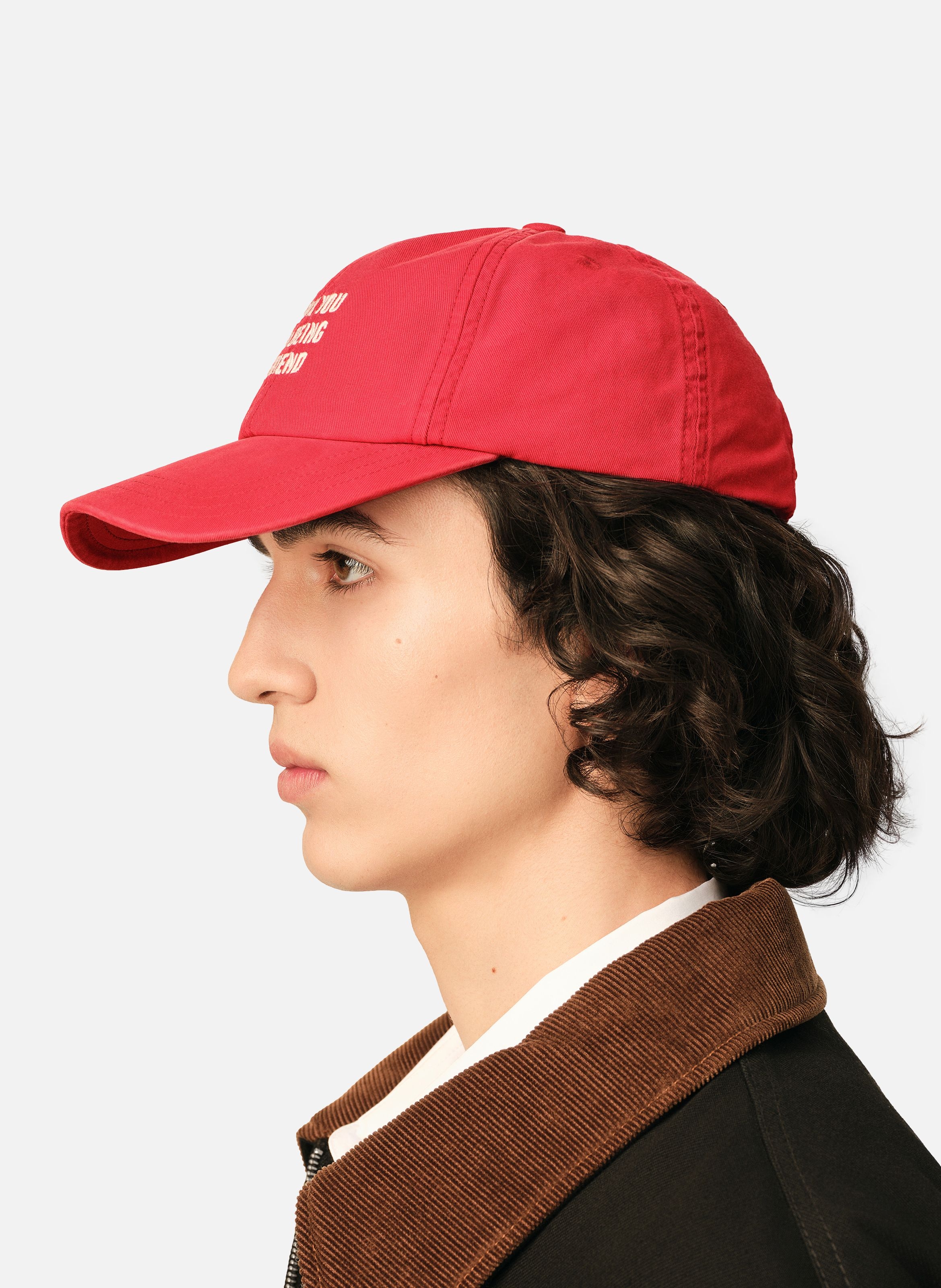 Casquette unisexe en coton "thank you for being a friend" AMI PARIS Rouge
