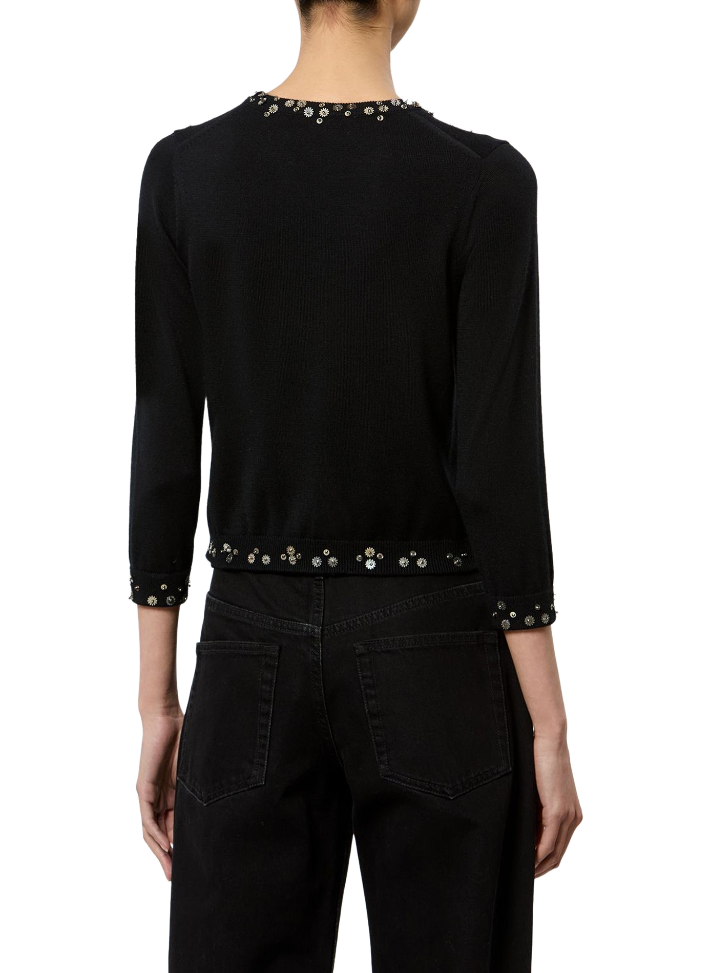 Cardigan Amaria mit Pailletten aus feiner Kaschmir- und Seidenstrickware ISABEL MARANT Schwarz