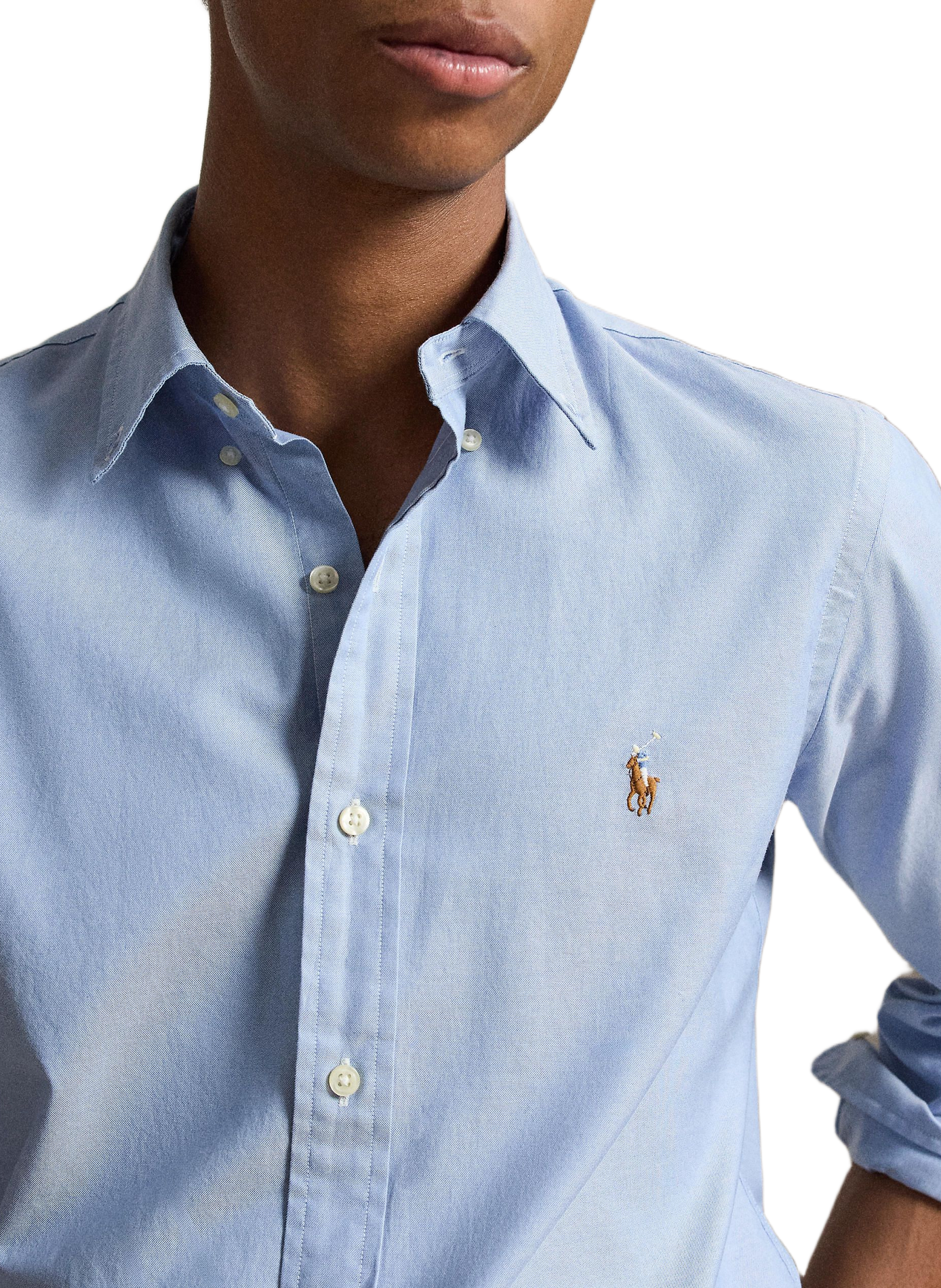 Chemise droite à logo en coton mélangé | Bleu POLO RALPH LAUREN Homme