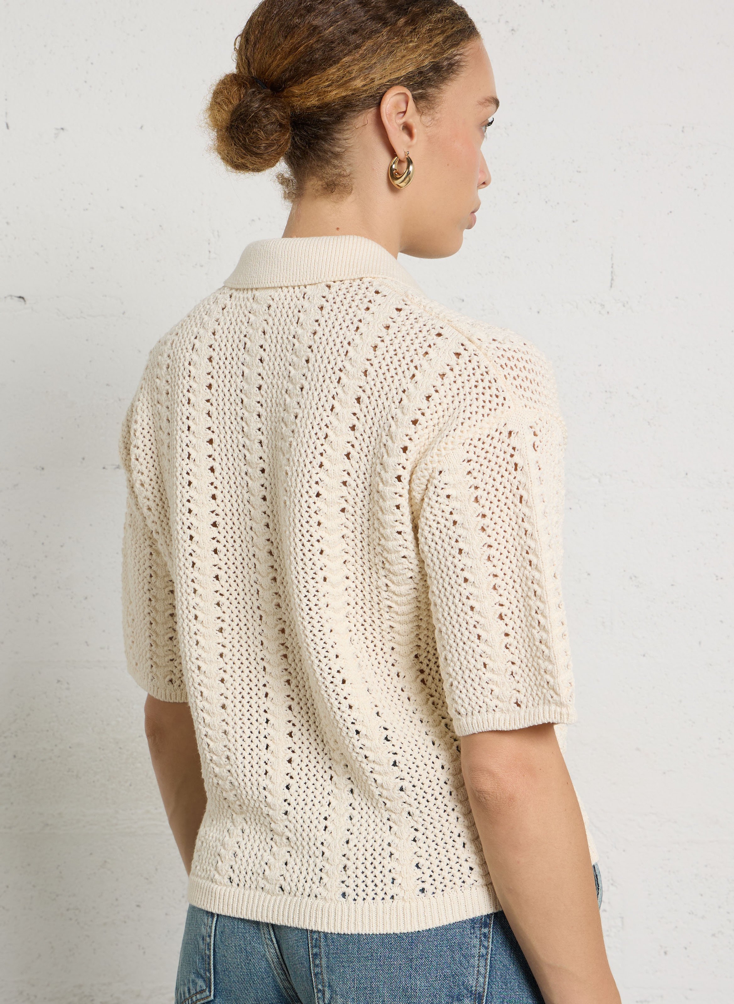 Pull manches courtes en coton mélangé adele MAISON 123 Beige