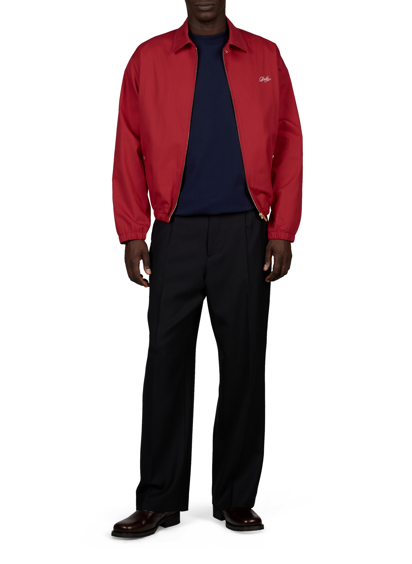 Blouson à col classique à logo brodé DROLE DE MONSIEUR Rouge