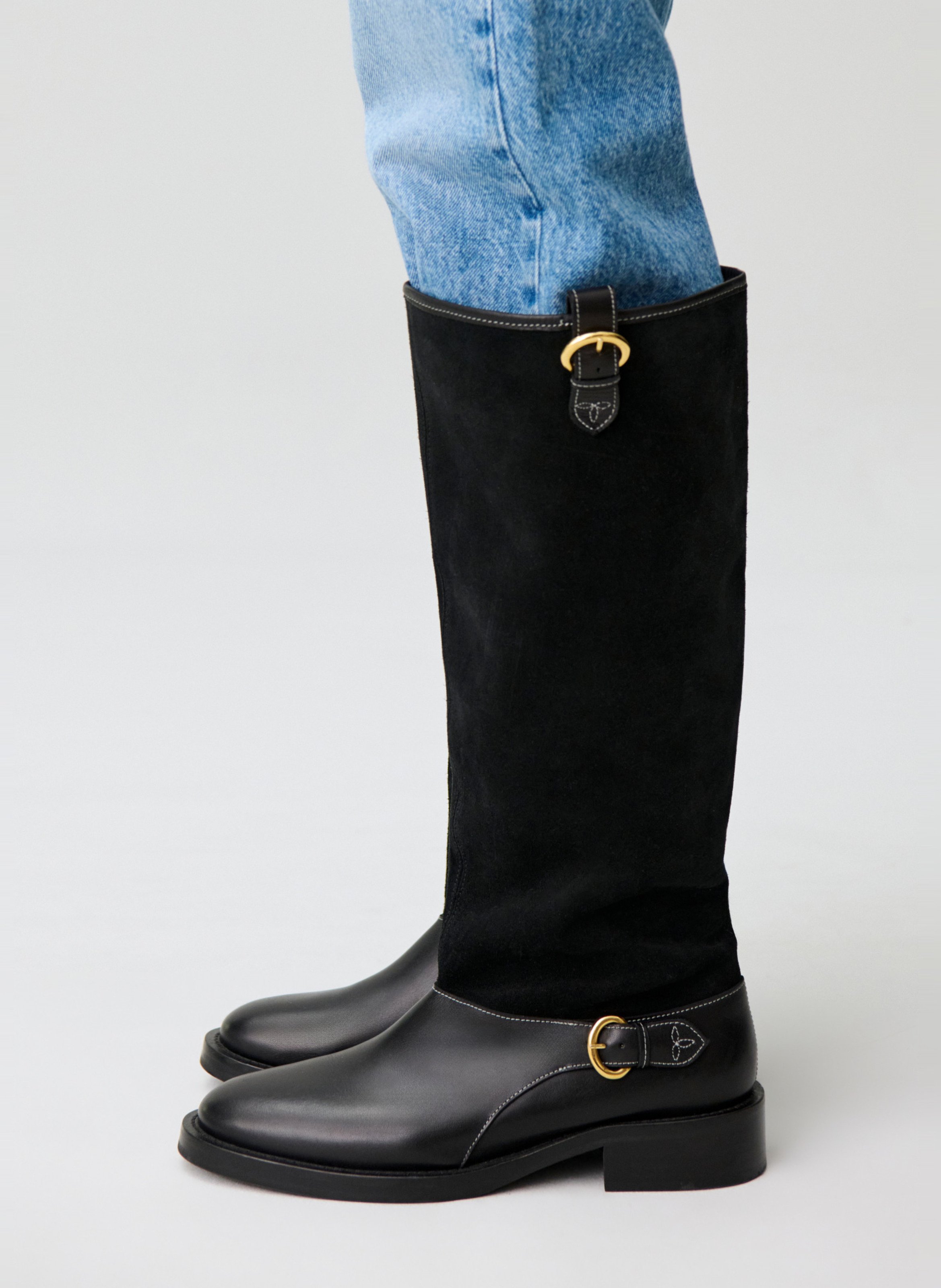 Bottes bi-matière à boucle CLAUDIE PIERLOT Noir