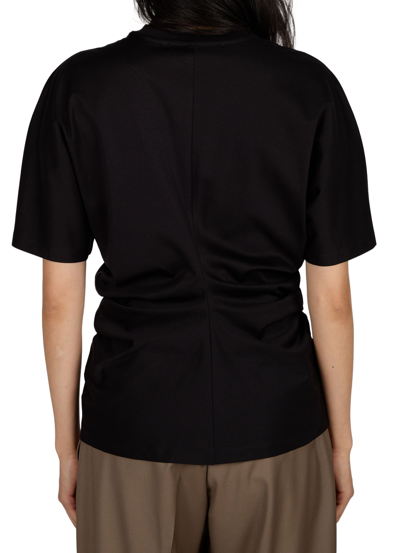 T-Shirt mit kurzen gerafften Ärmeln aus Baumwollmischung ROHE FRAMES Schwarz