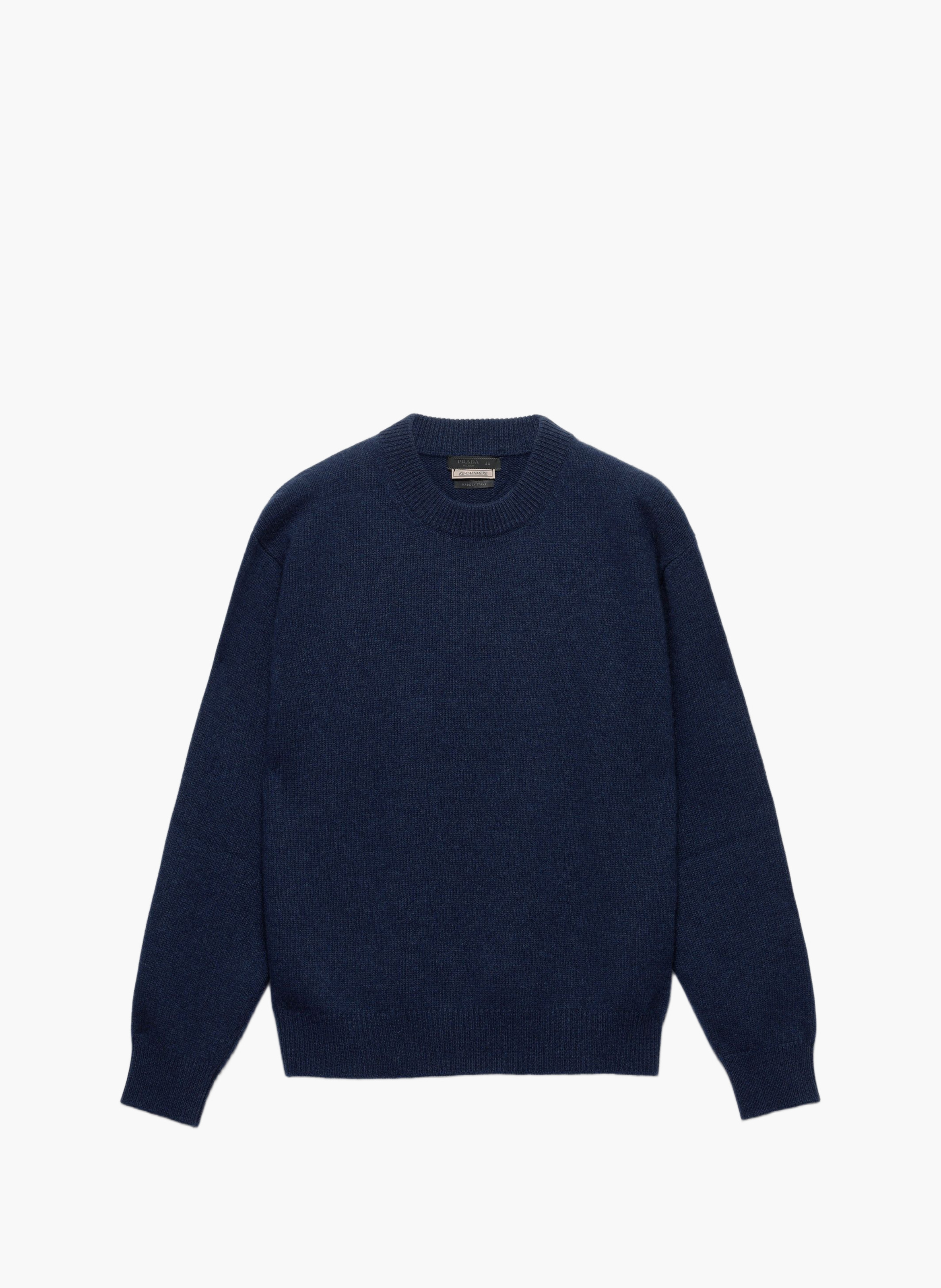 Pull à col rond en re-cashmere PRADA Bleu