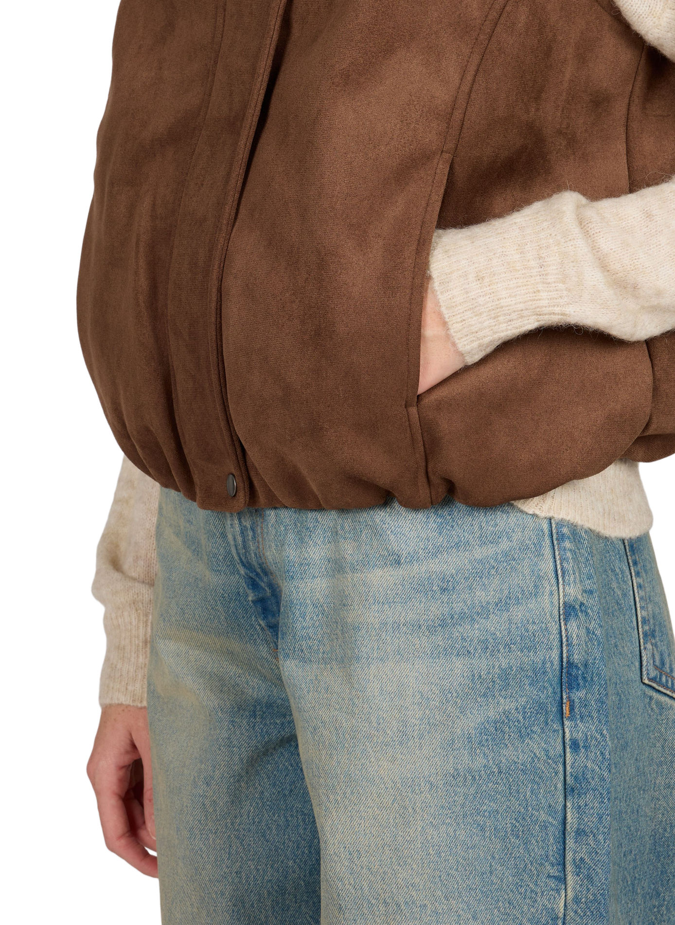 Ärmellose Jacke mit Rundhalsausschnitt OBJECT Braun