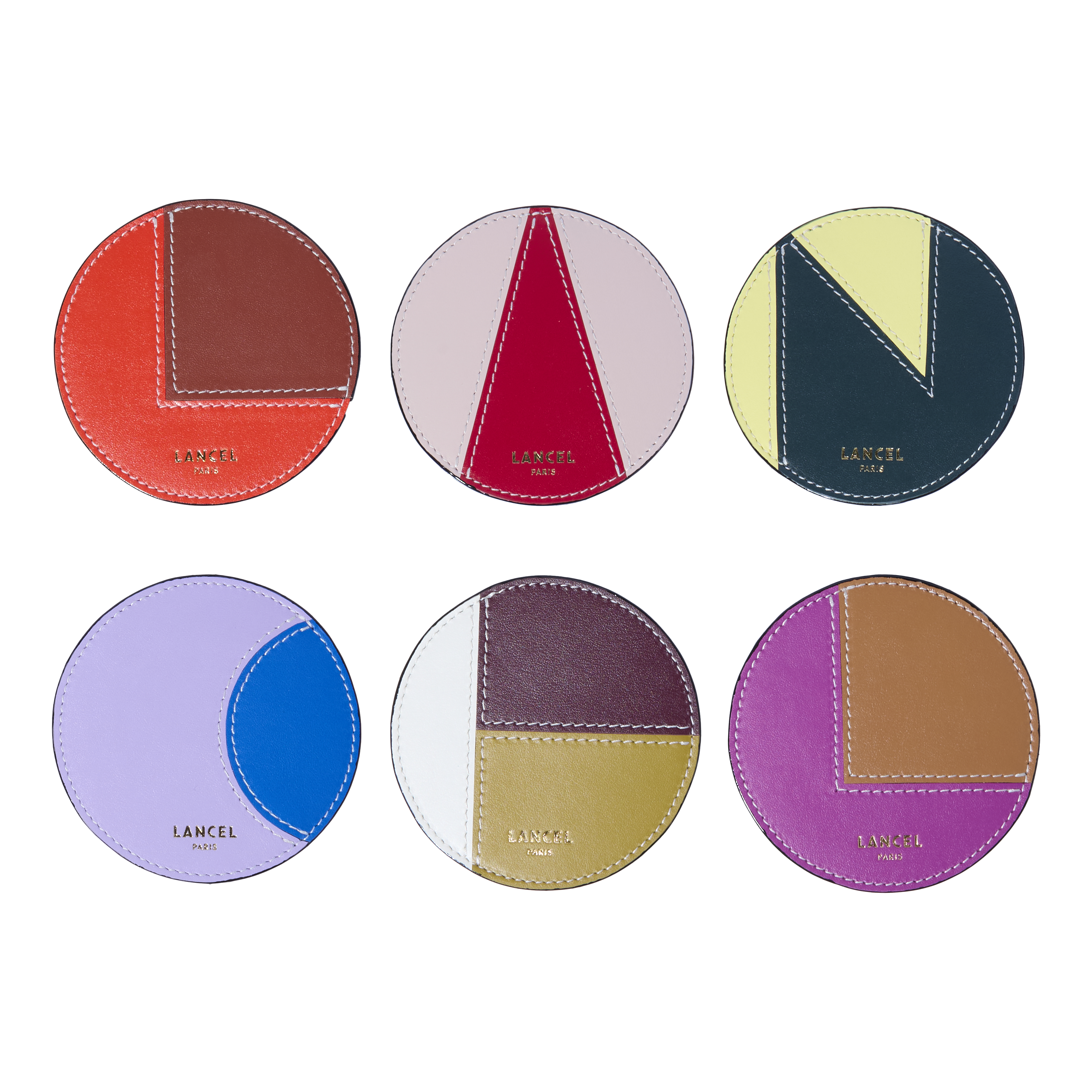 Set van 6 Lancel-onderzetters van leer, veelkleurig LANCEL Veelkleurig