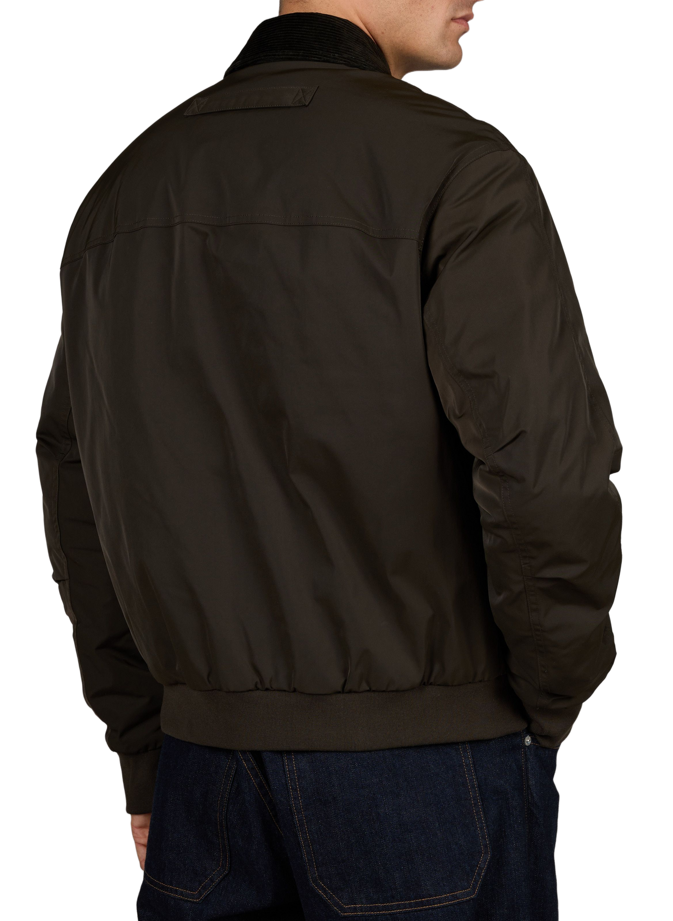 Plain straight-cut jacket with a corduroy collar ARMANI EXCHANGE Khaki