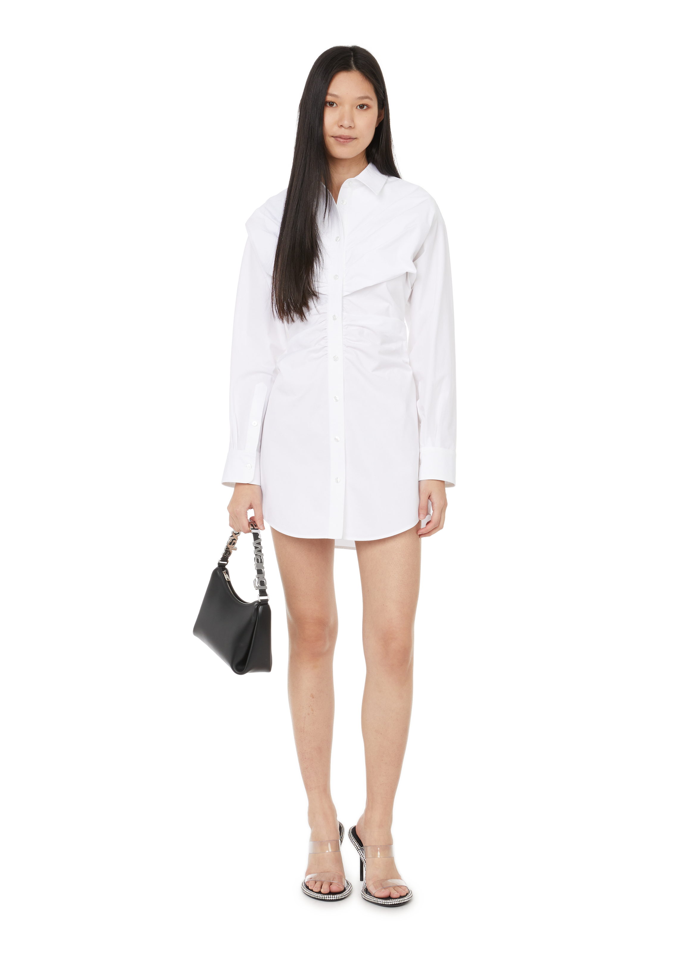 ALEXANDER WANG Robe chemise en popeline de coton Blanc