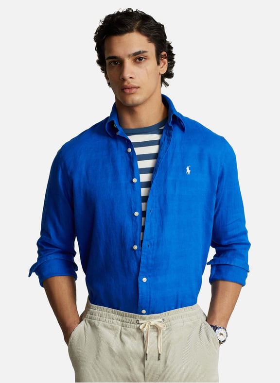 Chemise unie à logo Bleu by POLO RALPH LAUREN POLO RALPH LAUREN Chemise unie à logo Bleu