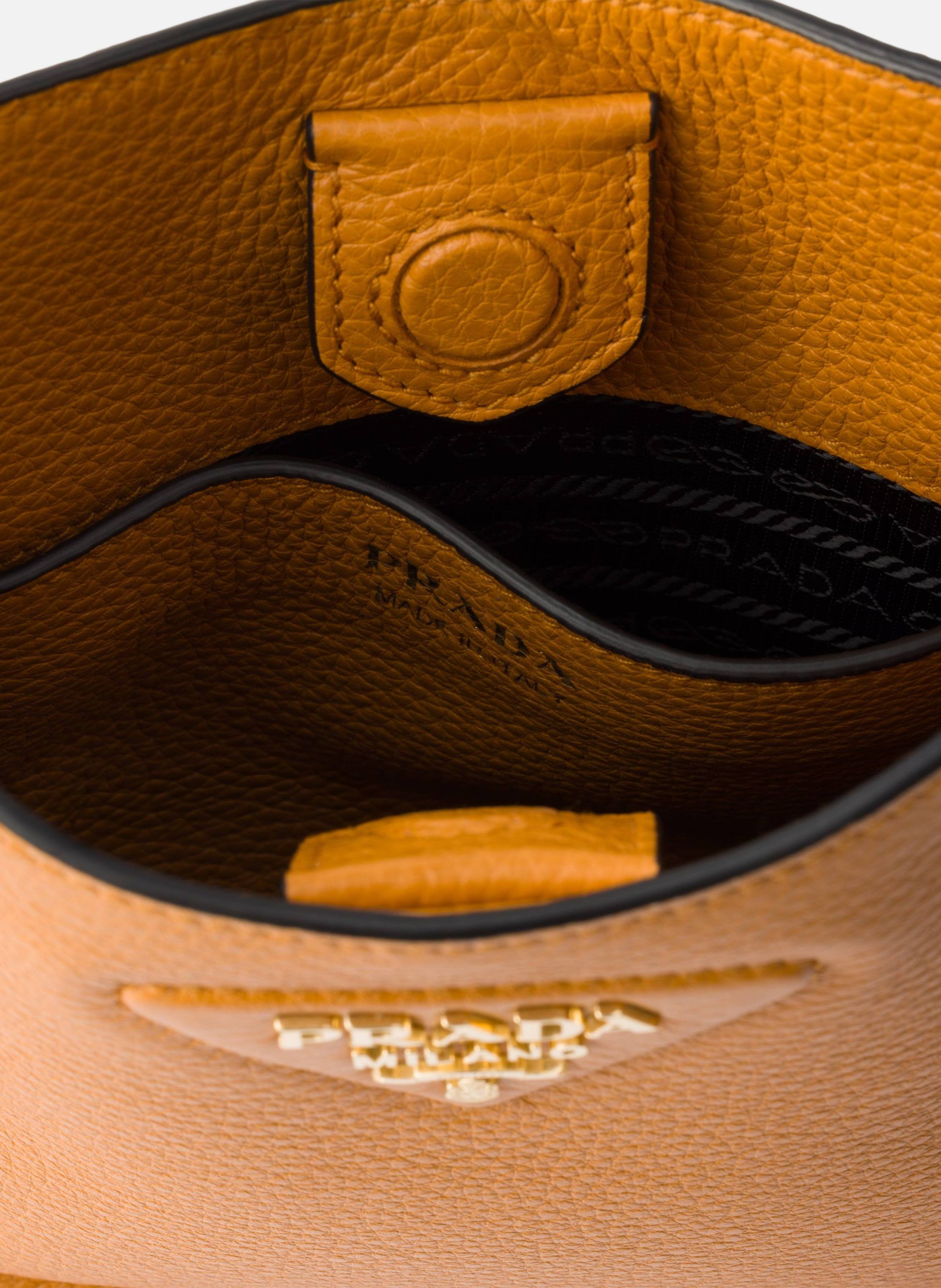 Mini sac porté épaule en cuir PRADA Orange