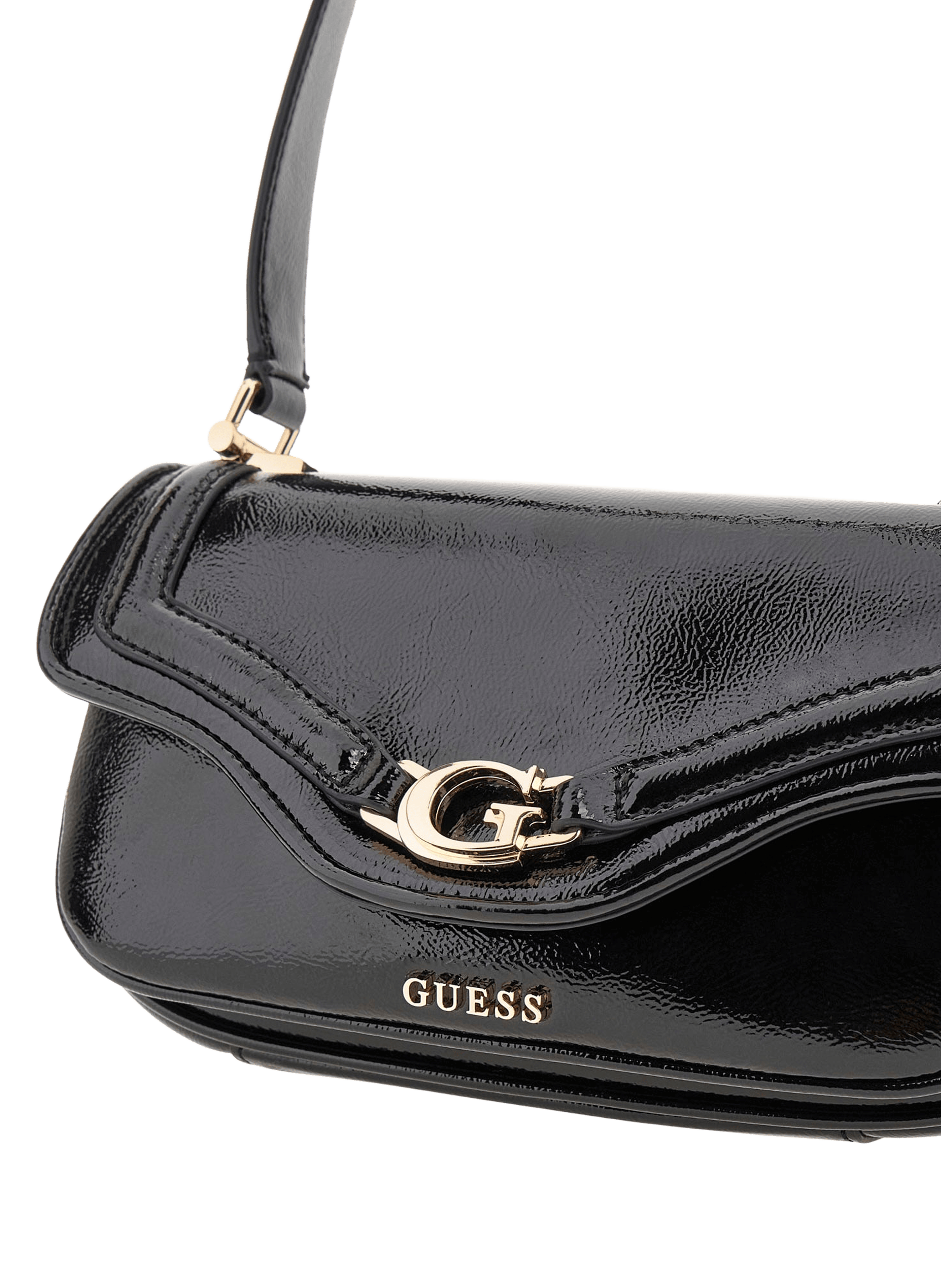 Patent leather shoulder bag GUESS Black