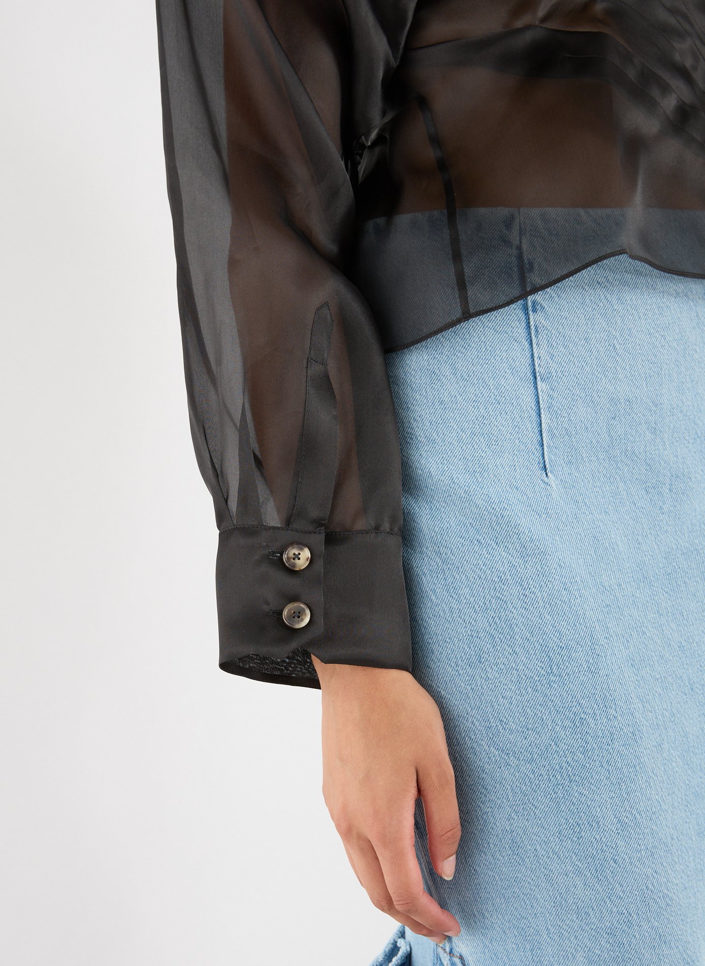 Top chemise plissée en organza de soie  A.W.A.K.E. MODE Noir