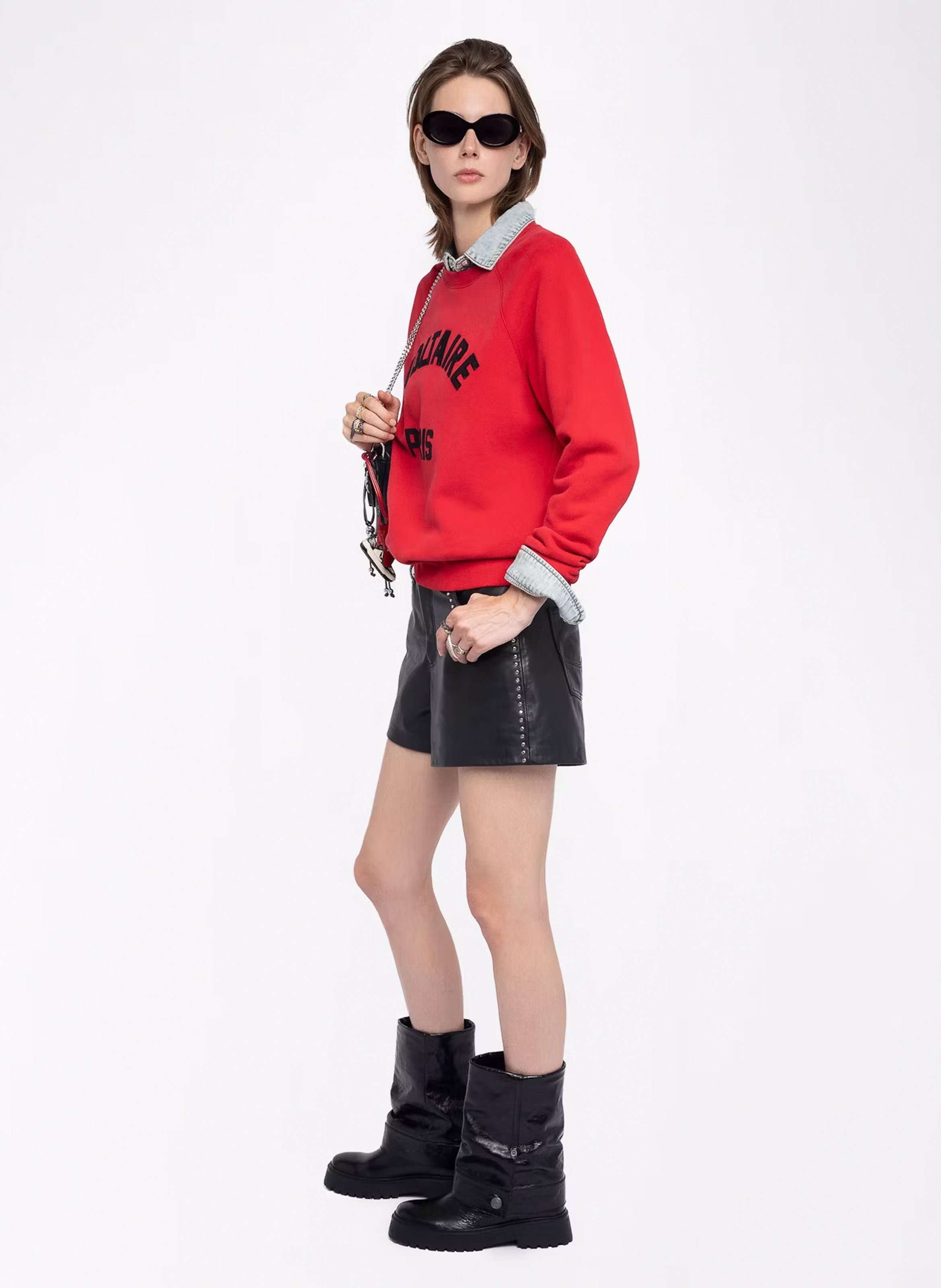 Sweat droit en coton mélangé upper ZADIG&VOLTAIRE Rouge