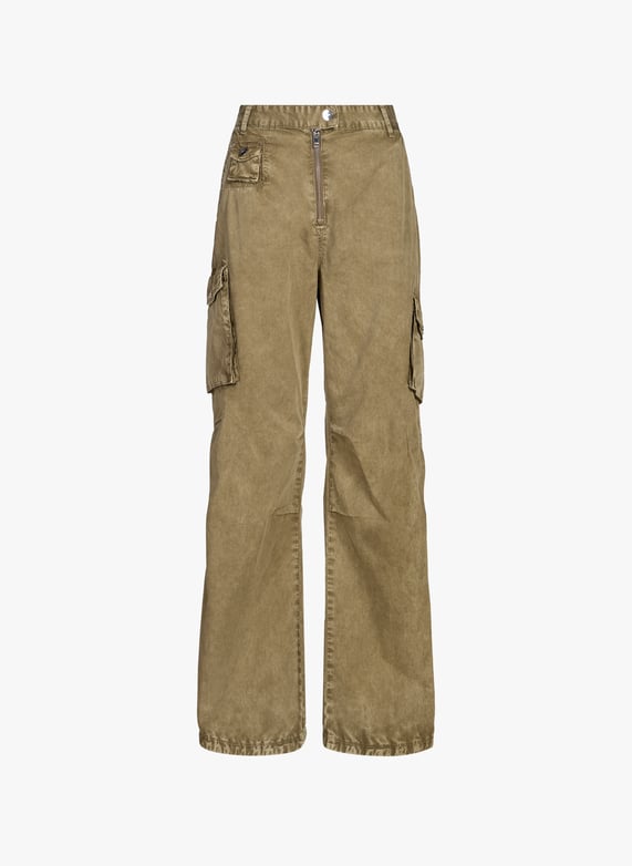 Cargo délavé en coton | Kaki by GANNI Cargo délavé en coton Kaki