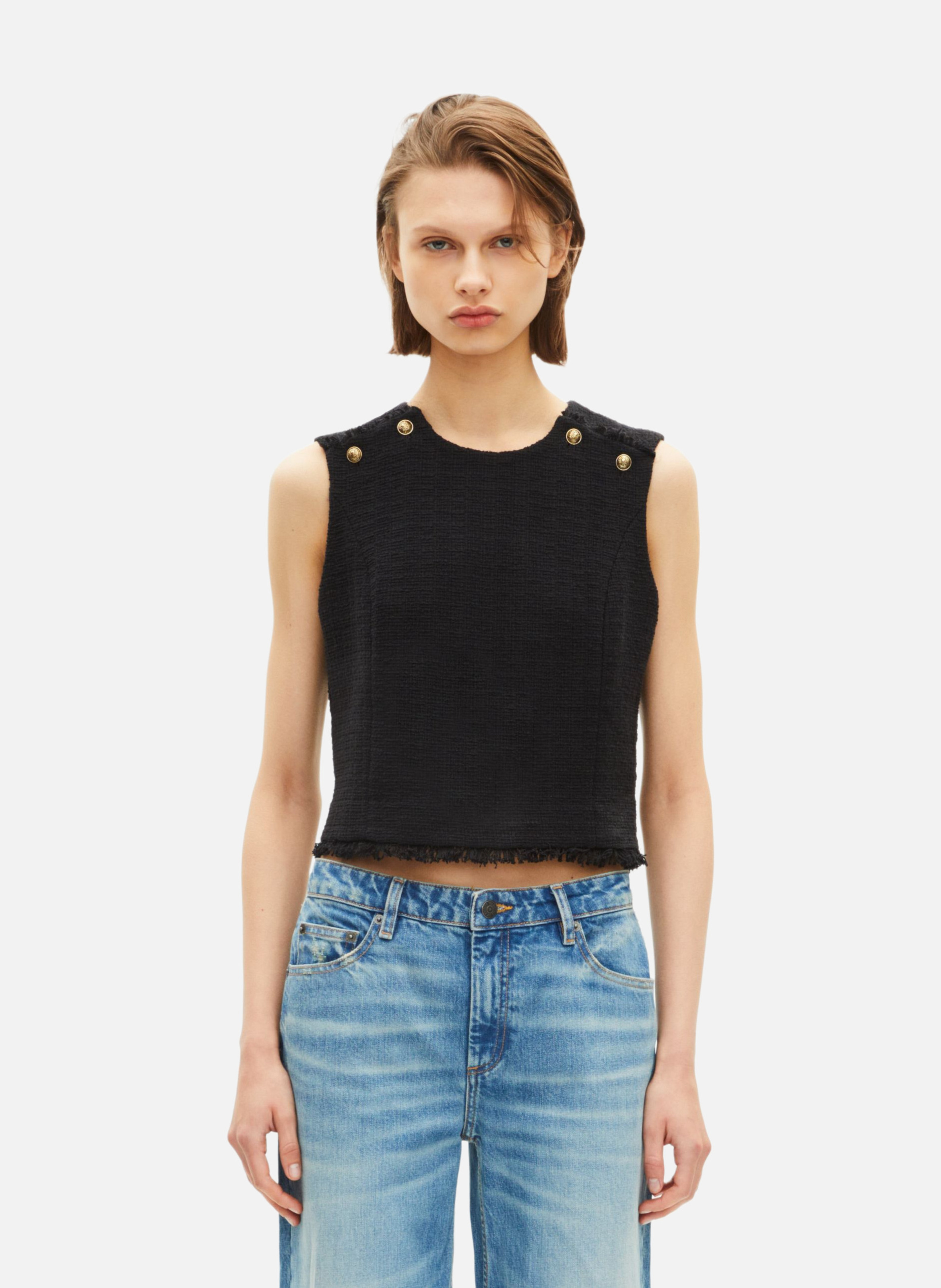 THE KOOPLES Top en tweed Noir