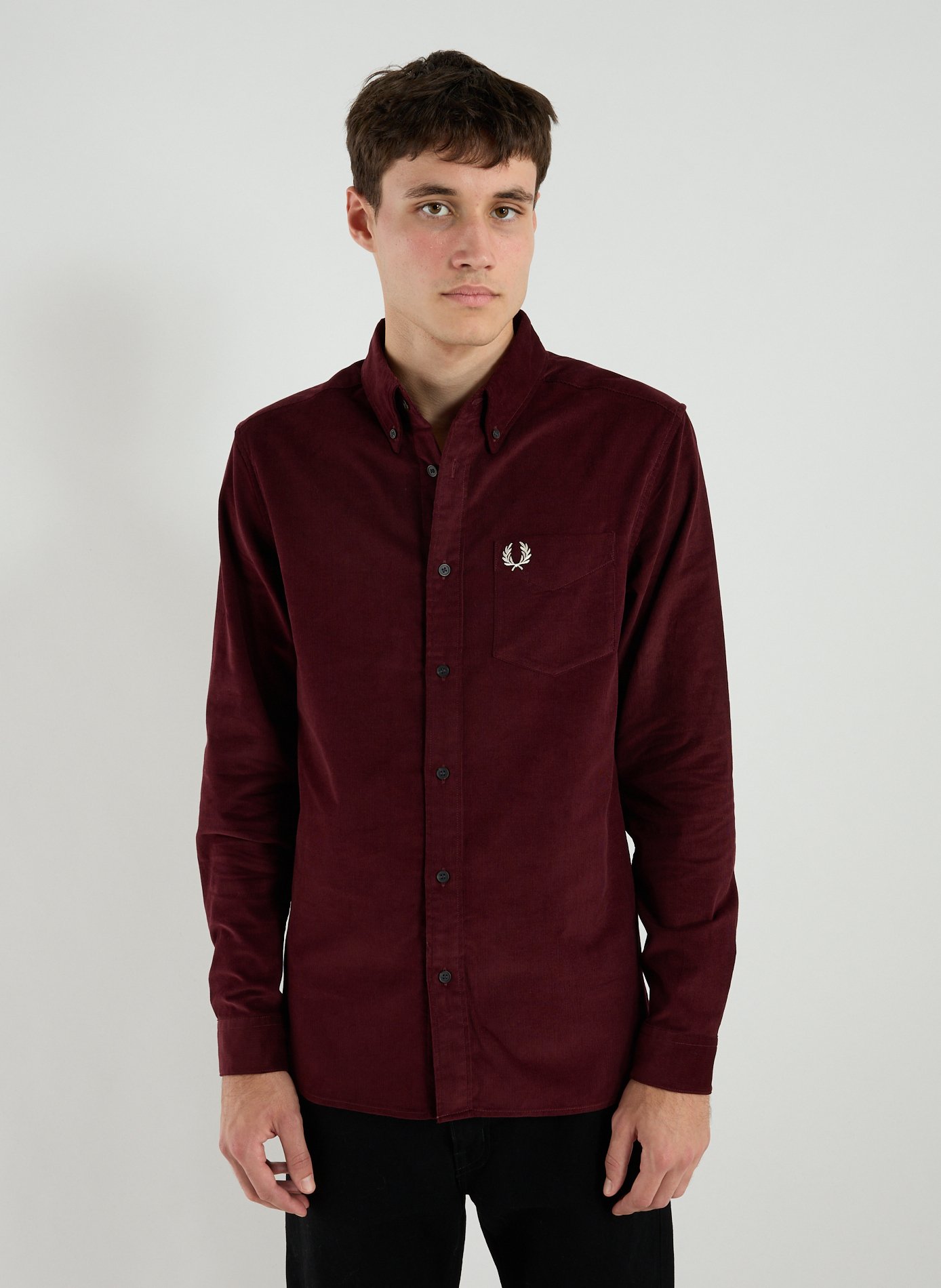 FRED PERRY Chemise droite côtelé Rouge