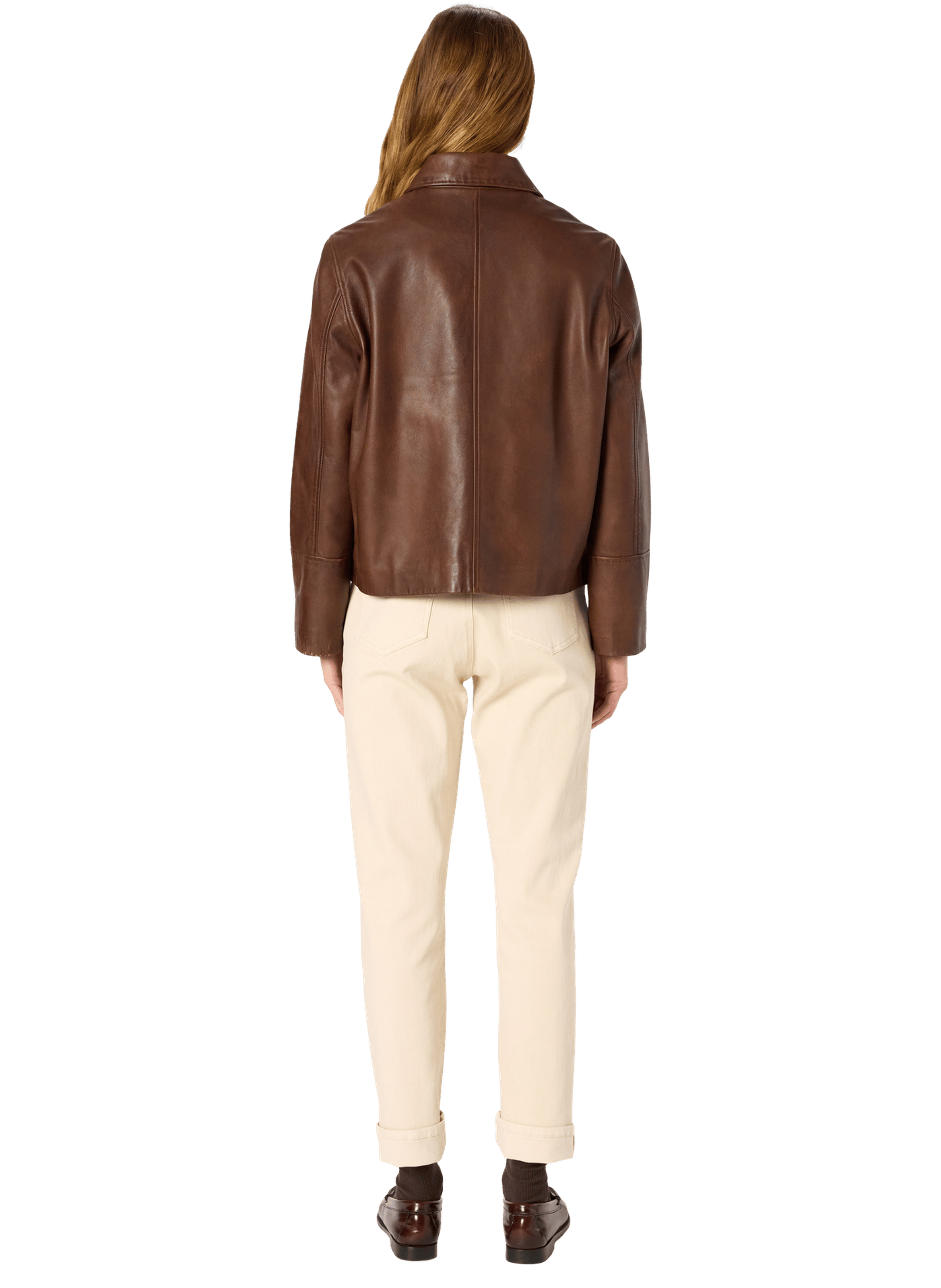 Veste droite en cuir vieilli - naima GERARD DAREL Marron