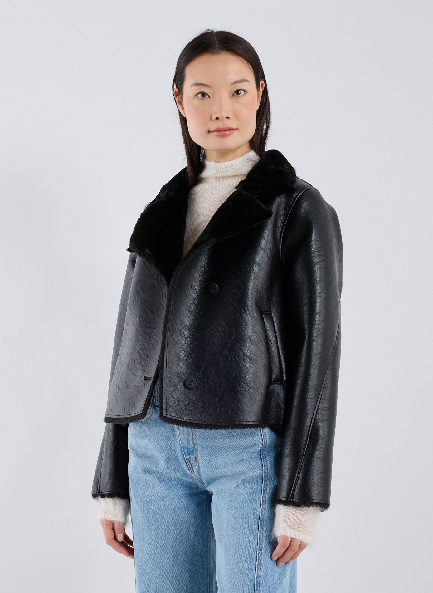 ADOLFO DOMINGUEZ Veste ample à col montant Noir