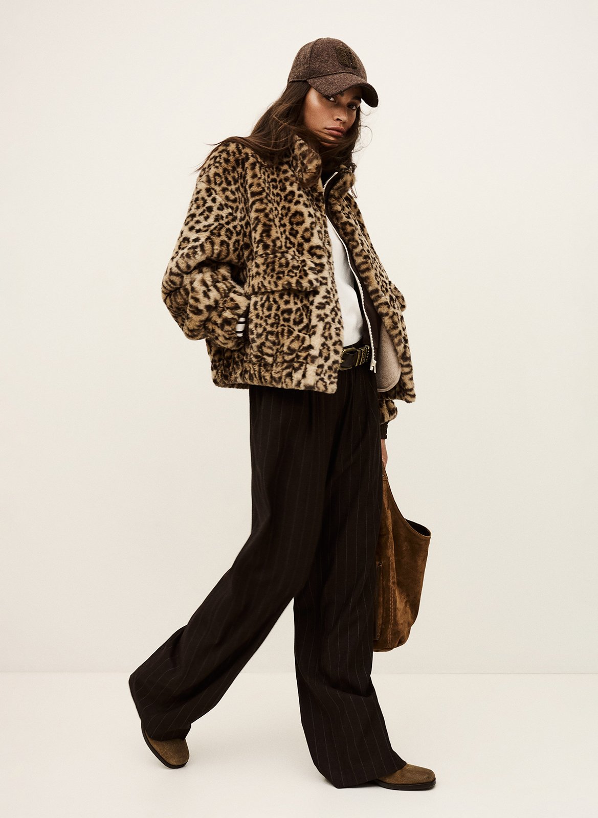 Veste oversize col montant imprimée jaros BA&SH Beige