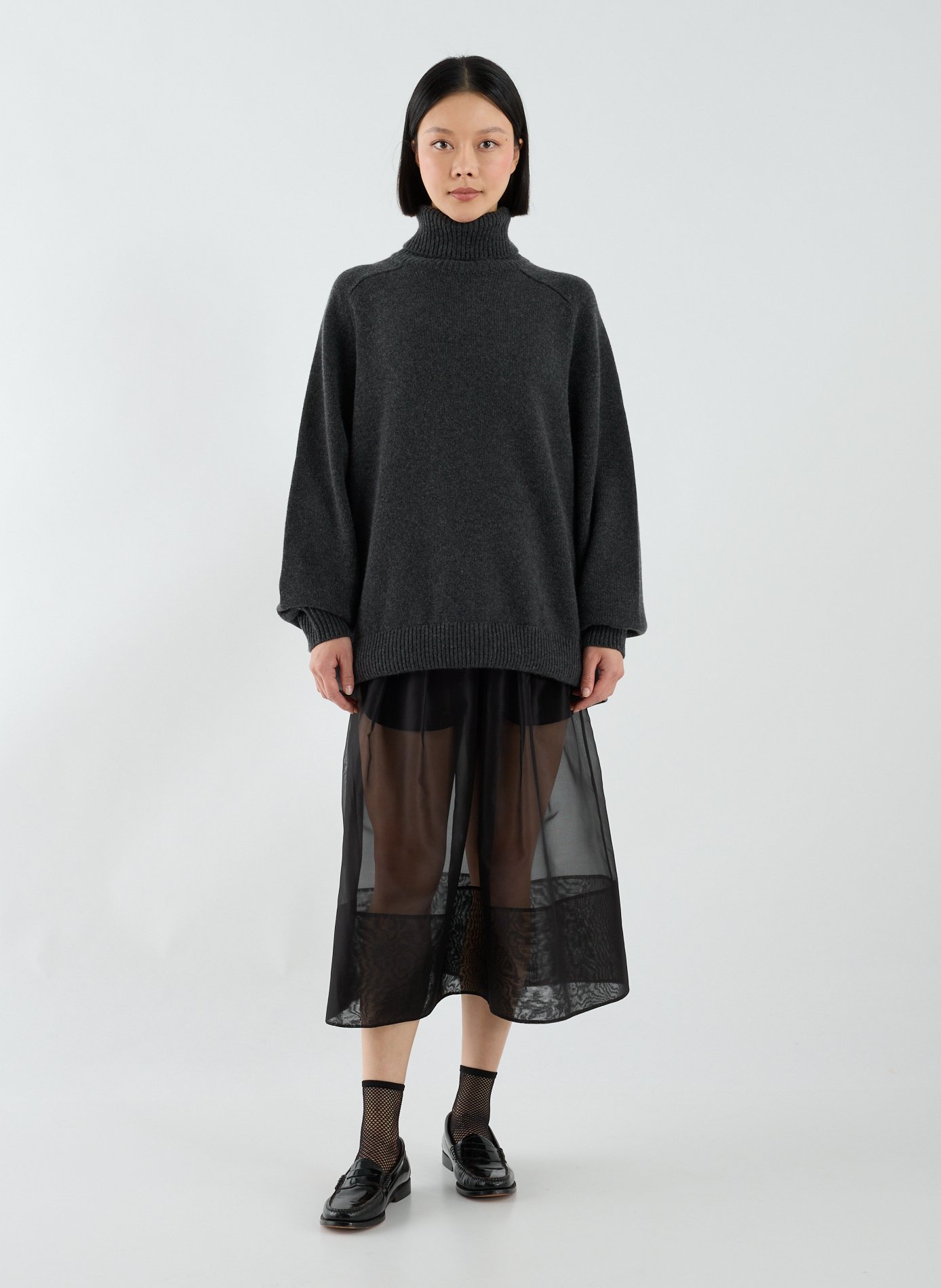 Pull col roulé en cachemire TIBI Gris