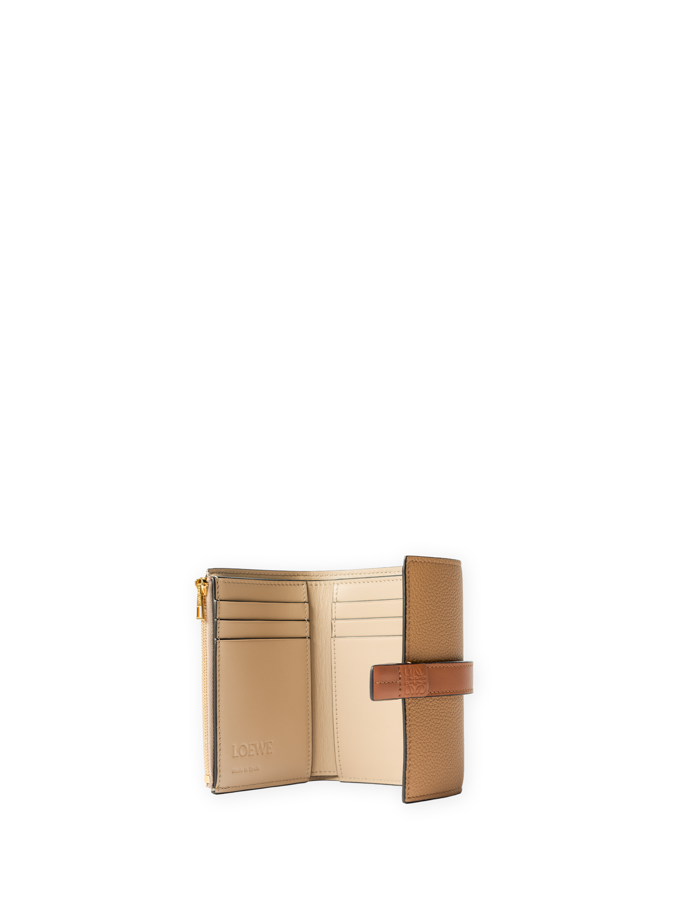 Petit portefeuille vertical en cuir de veau souple grainé LOEWE Marron