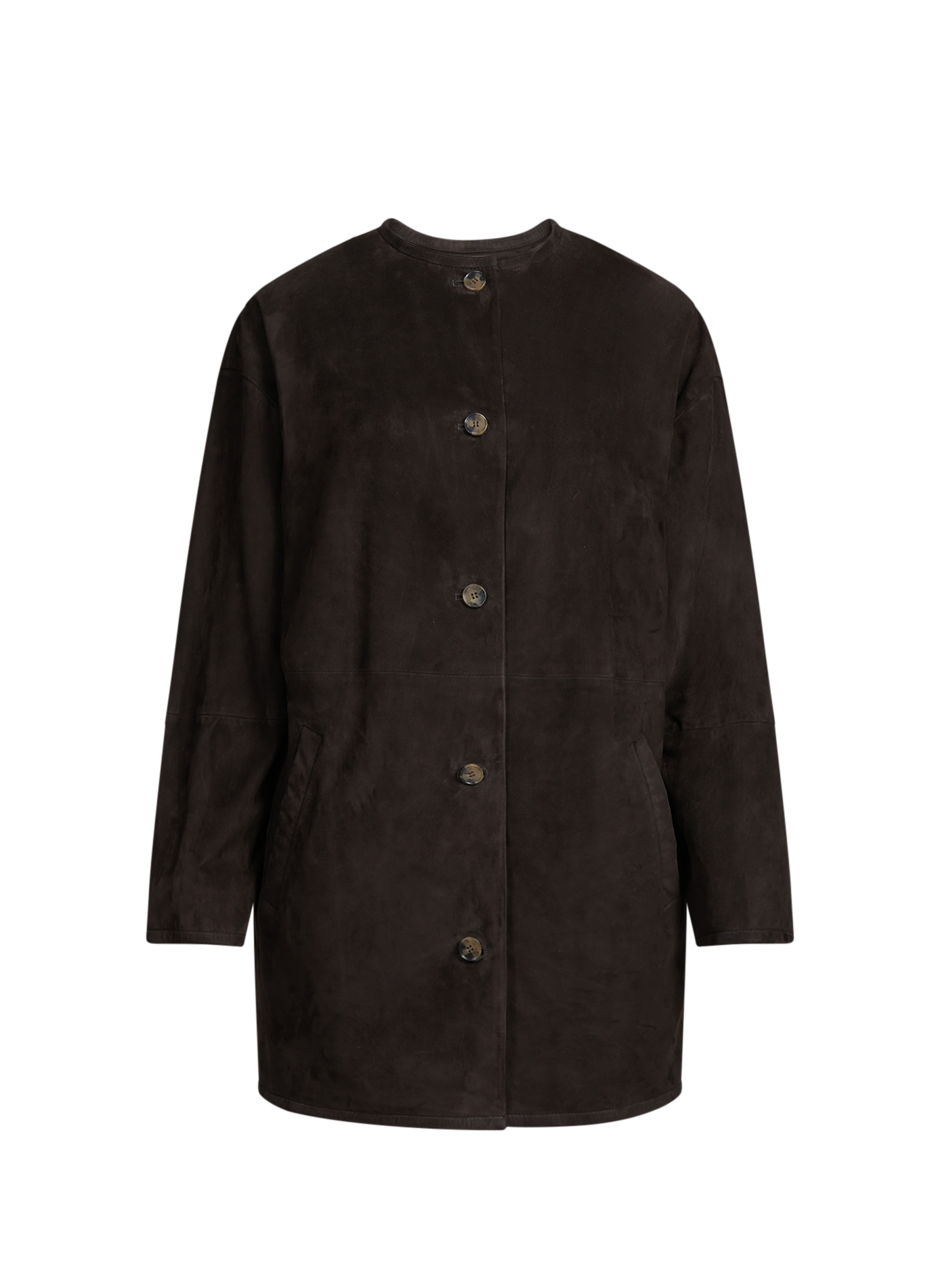 Veste Waren à col rond en cuir suédé LOULOU DE SAISON Black