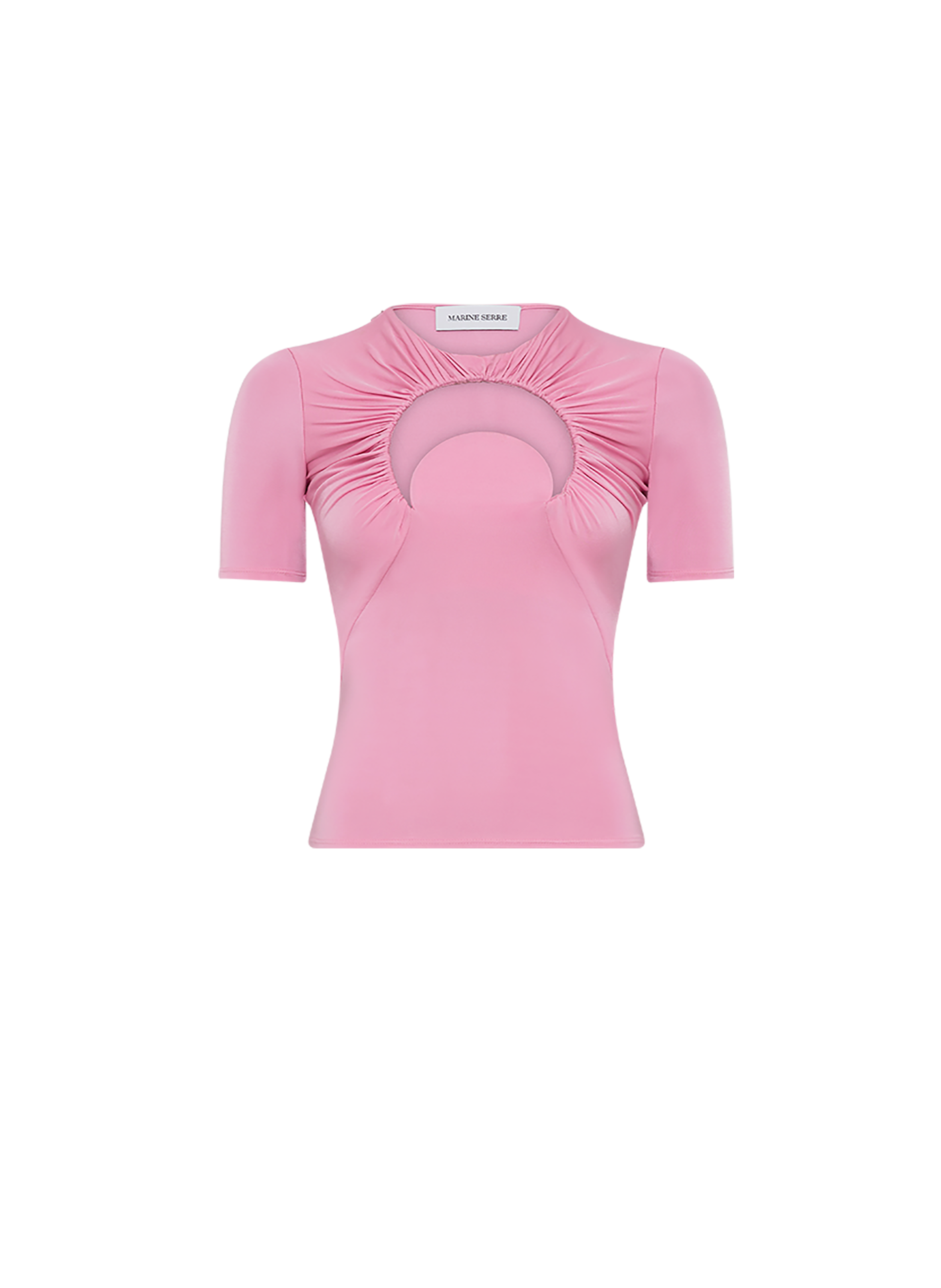 Top moon froncé en jersey manches courtes MARINE SERRE Rose