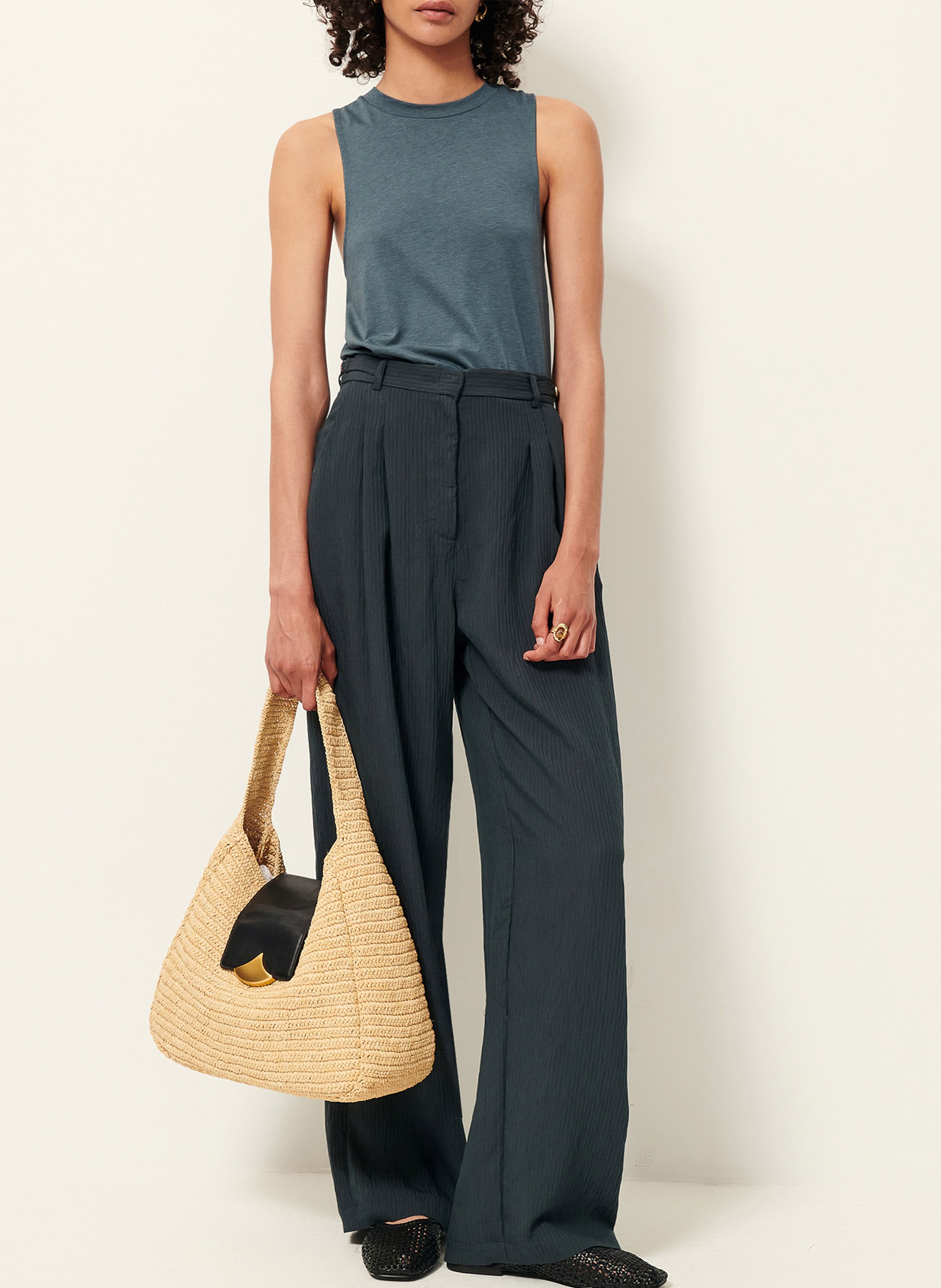 Débardeur droit col rond fluide diven SESSUN Vert