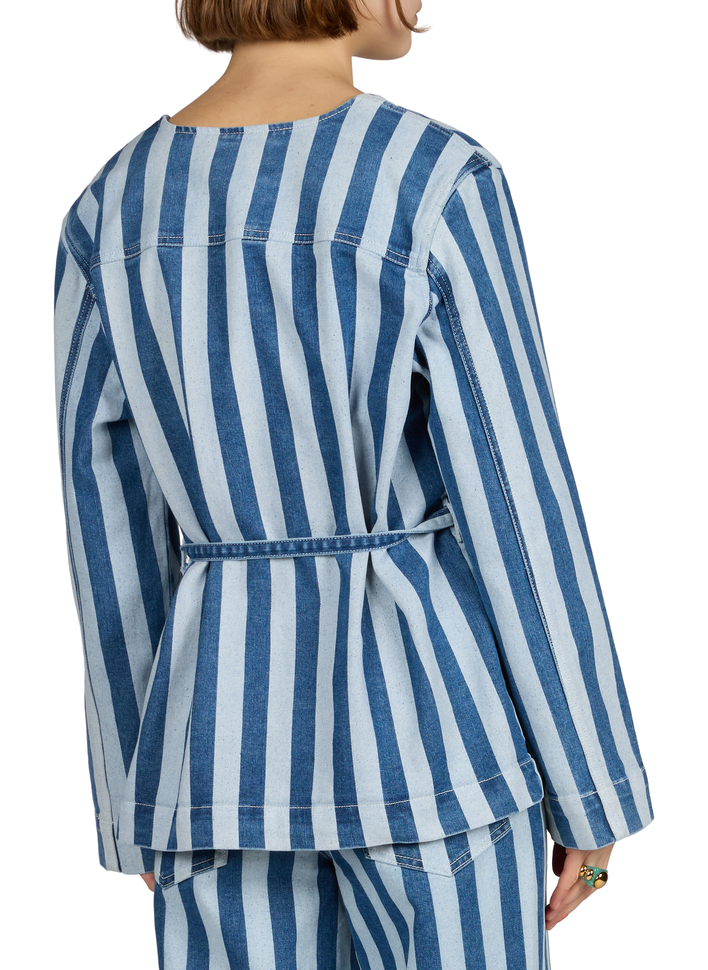 Striped denim jacket OBJECT Blue