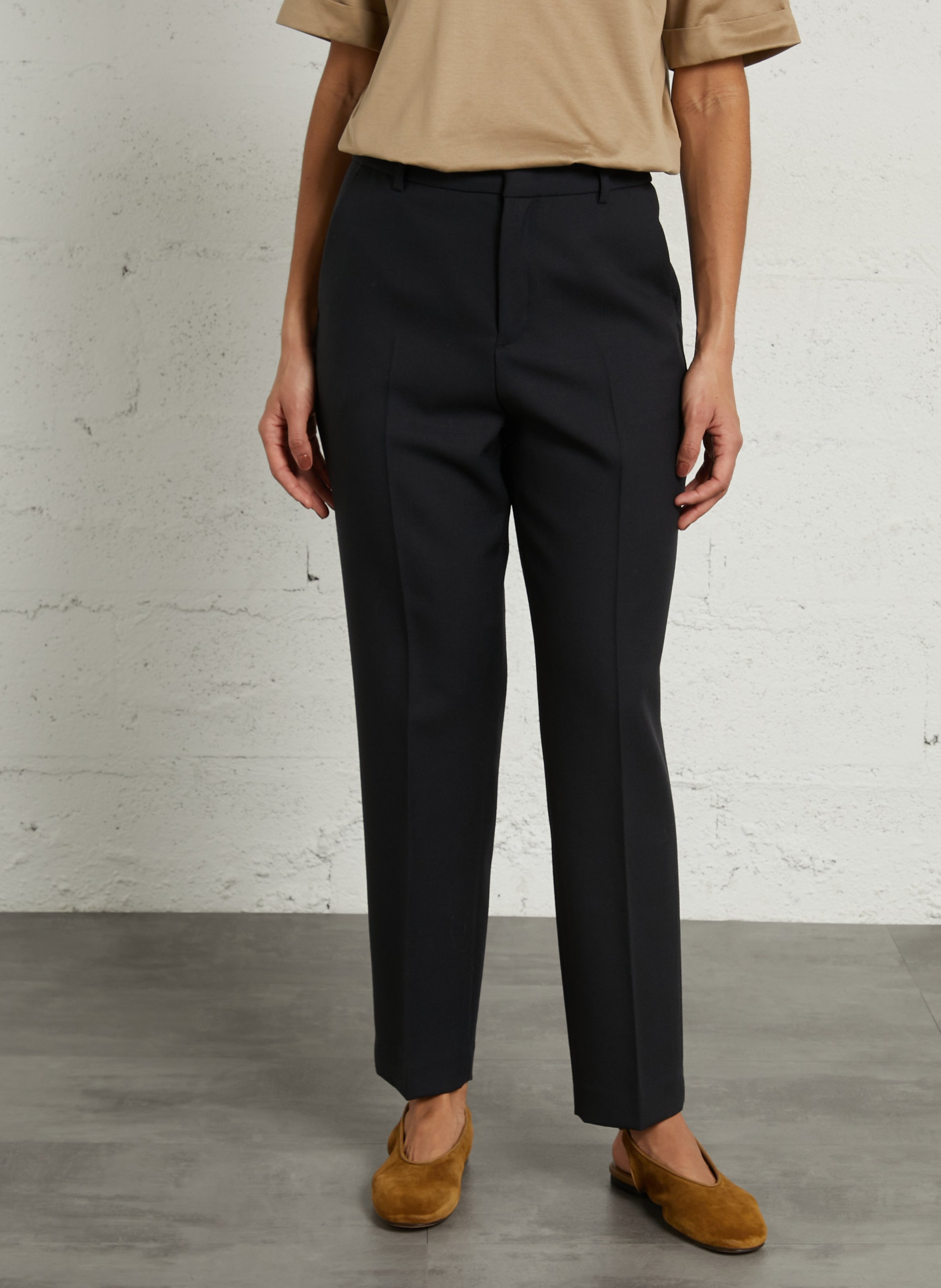 Pantalon tailleur en laine uni gabriel SOEUR Bleu