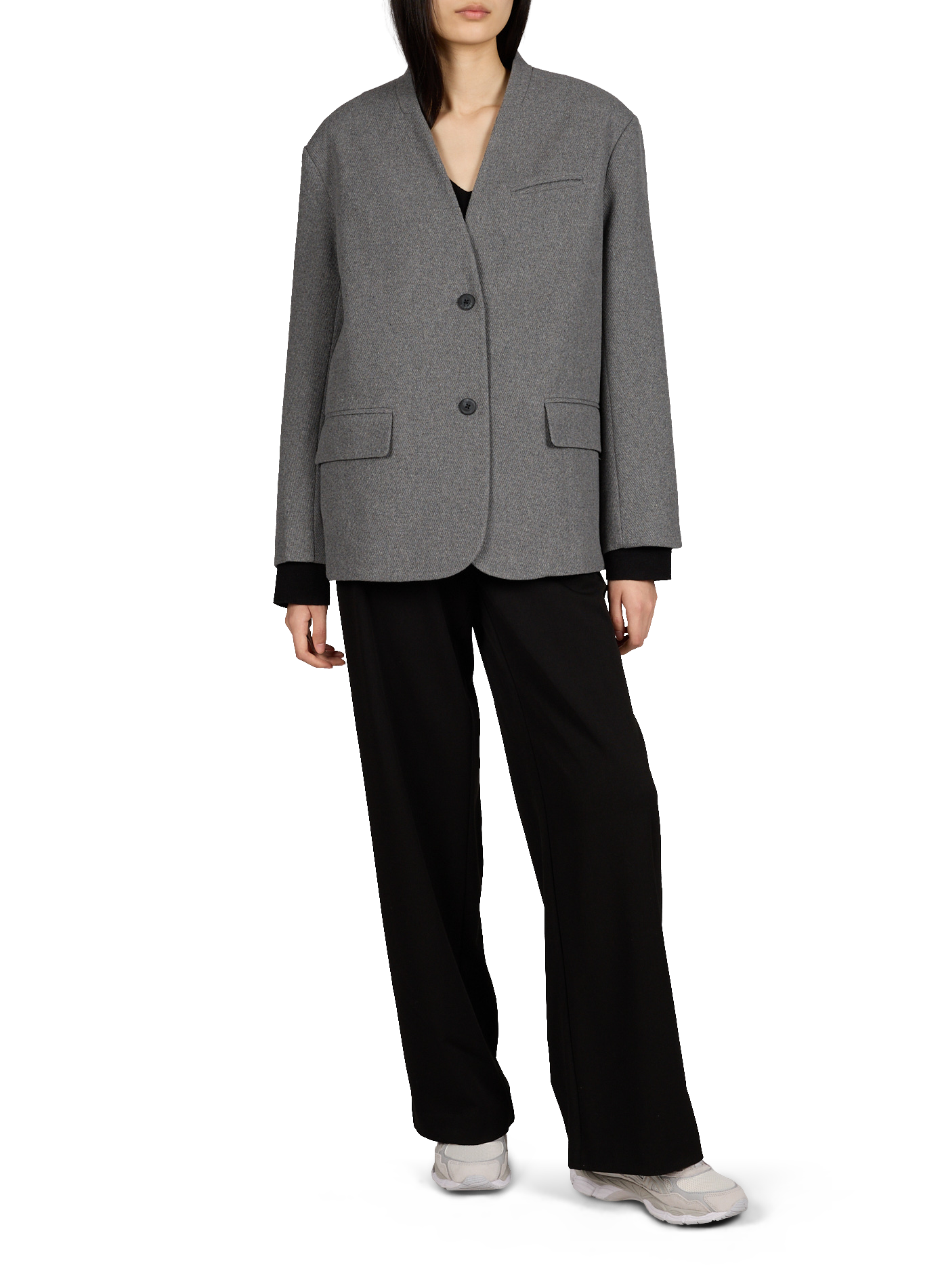 Tweed V-neck jacket OBJECT Grey