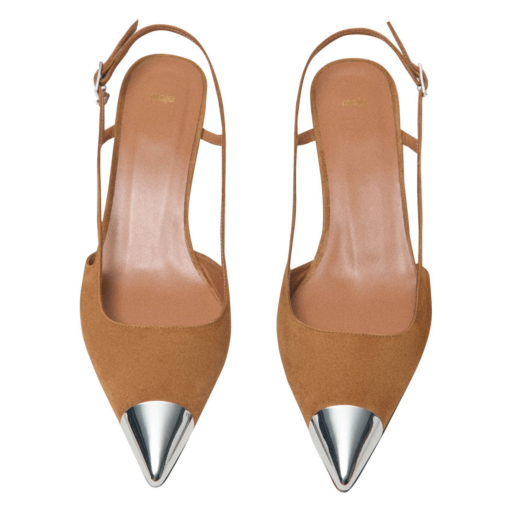 Escarpins slingback en cuir velours MAJE Beige
