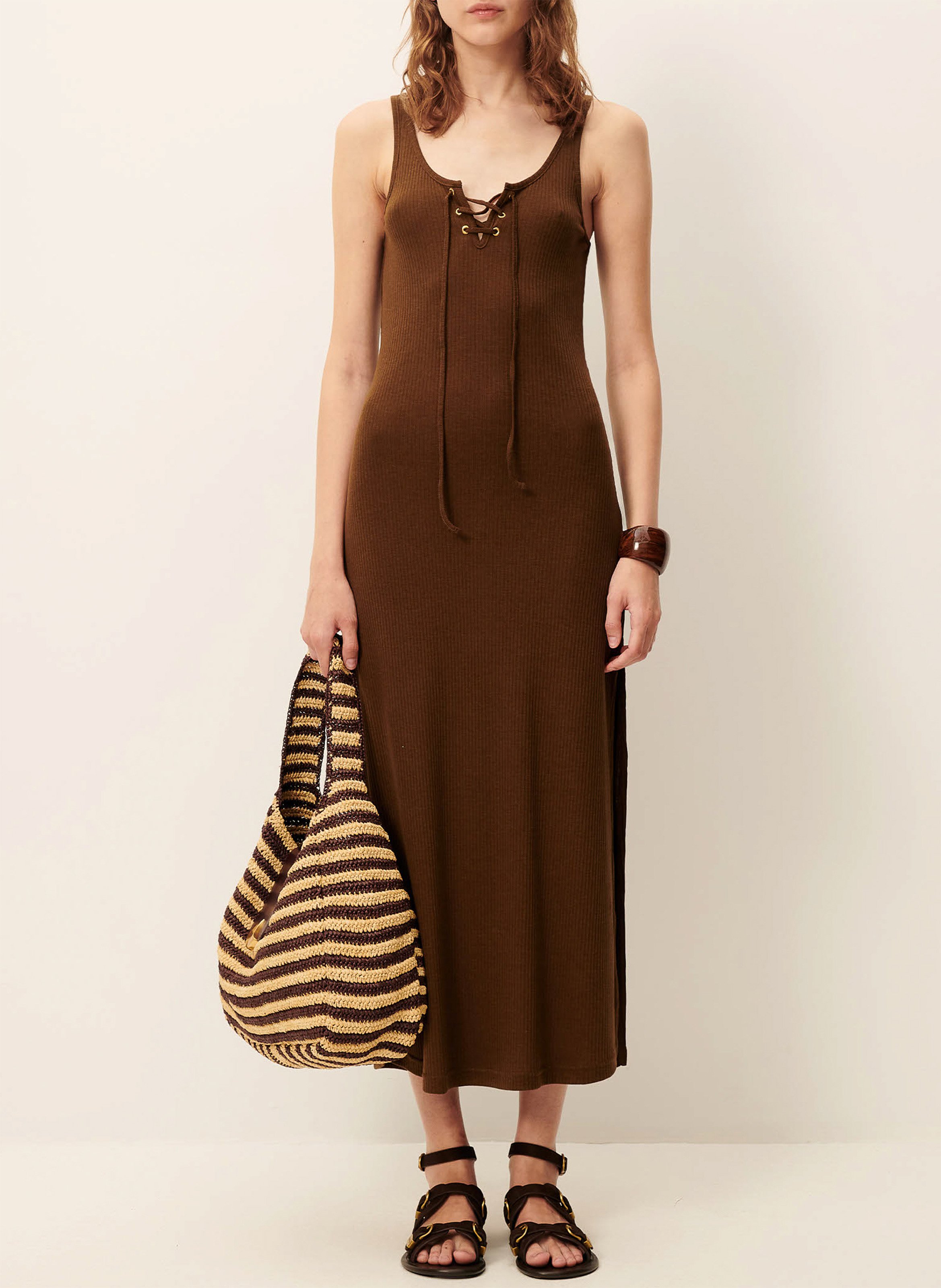 Robe longue en maille sueli SESSUN Marron