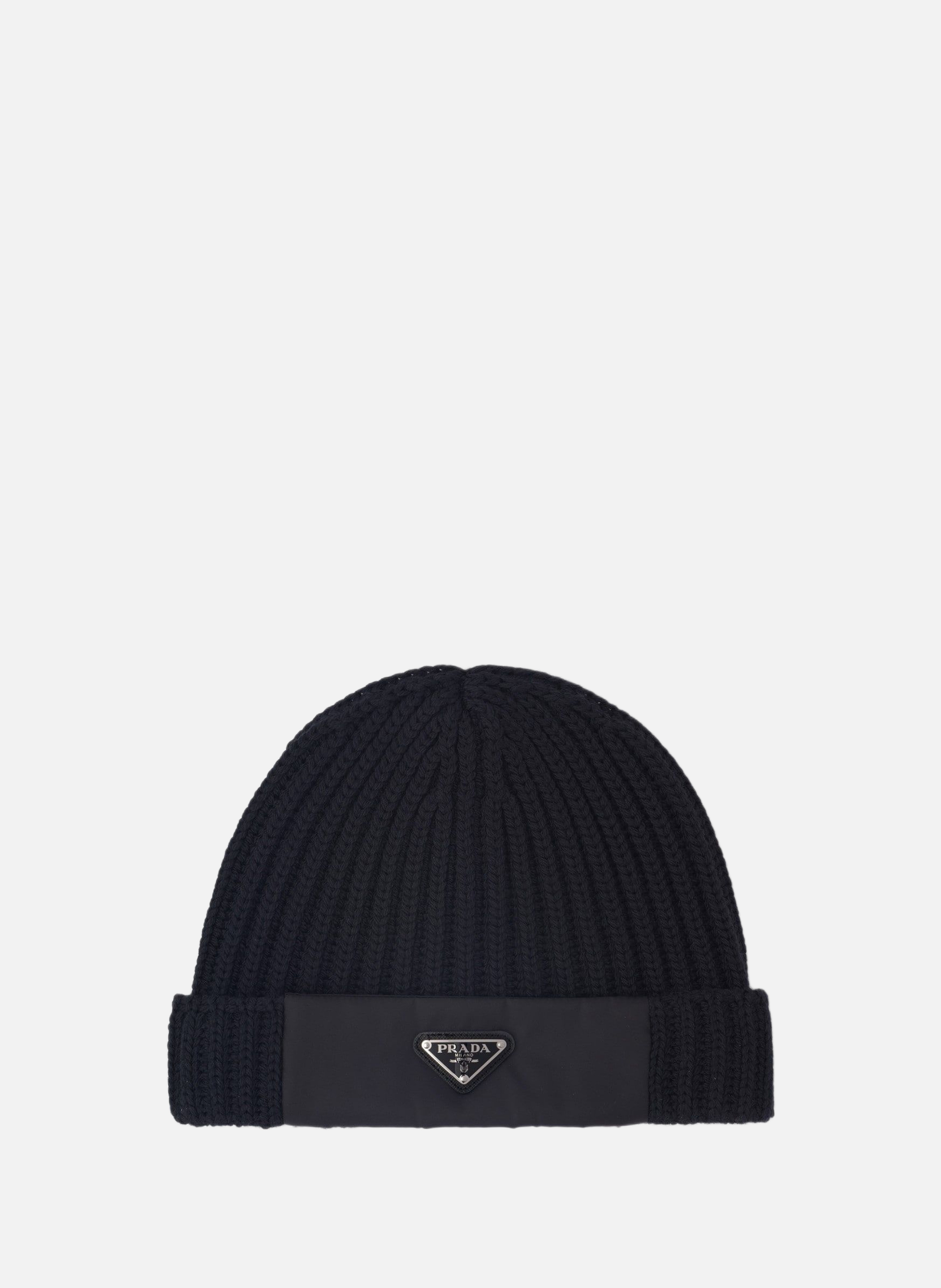 Bonnet en laine et re-nylon PRADA Noir