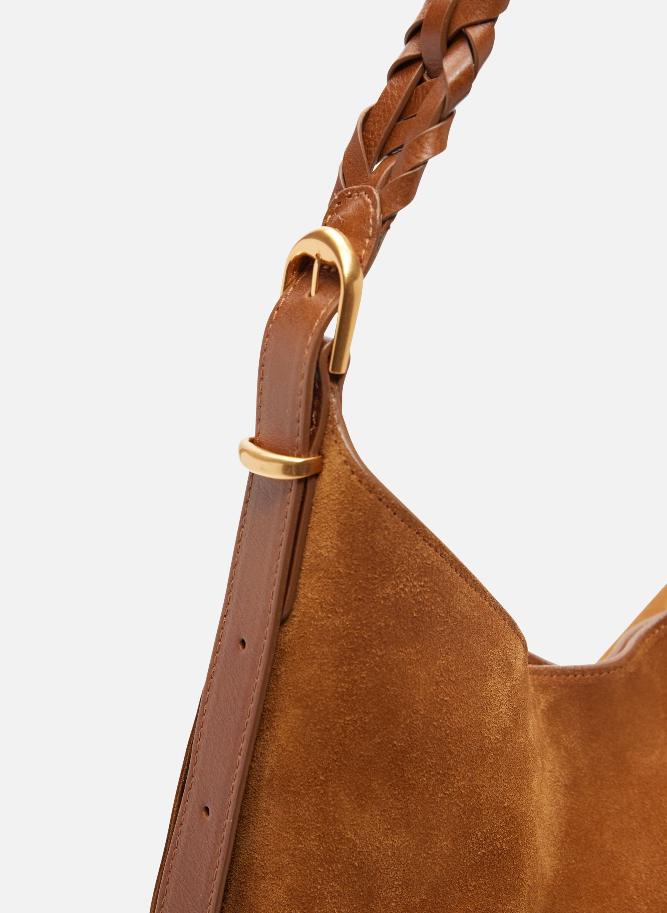 Grand sac hobo jess en cuir velours VANESSA BRUNO Marron