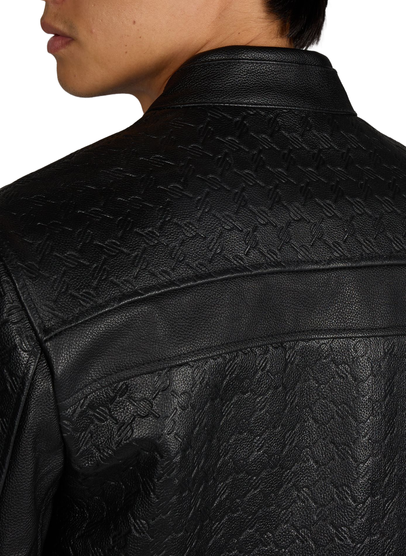 Veste en cuir col rond DAILY PAPER Noir