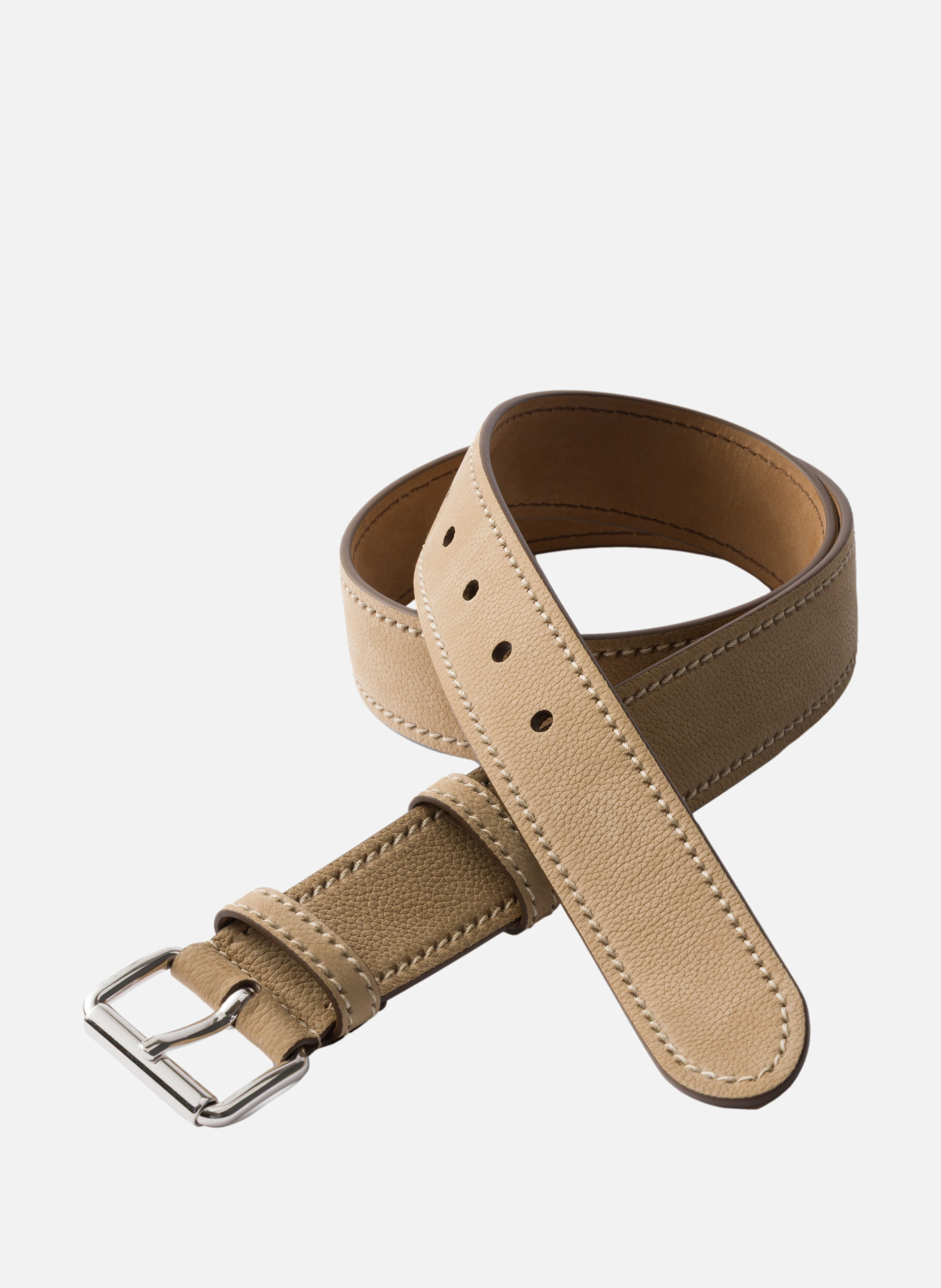 Ceinture en cuir nubuck PRADA Beige