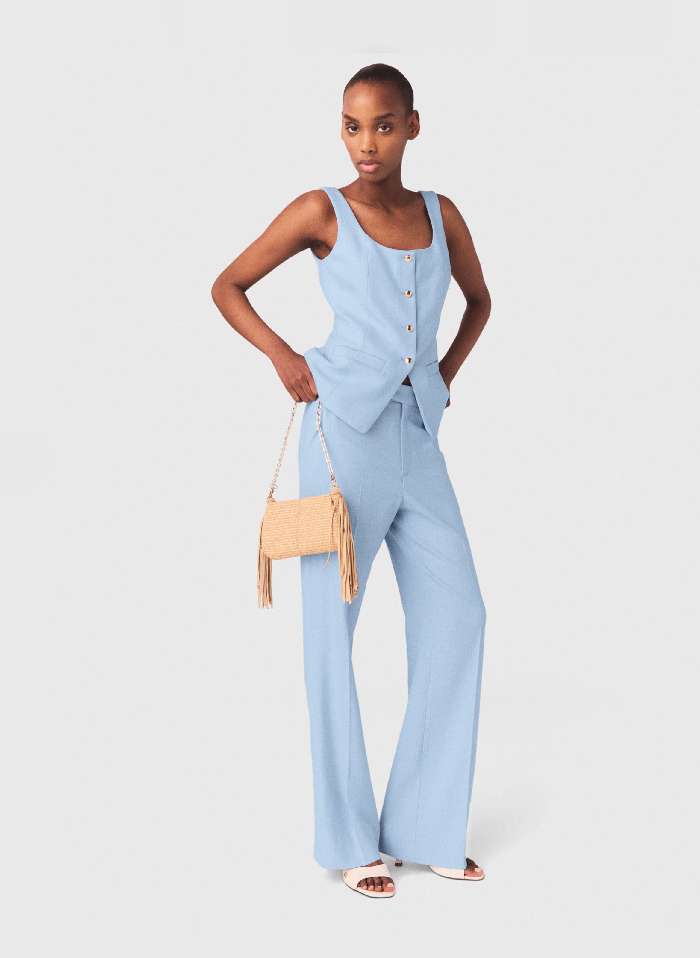 Pantalon de tailleur droit MAJE Bleu