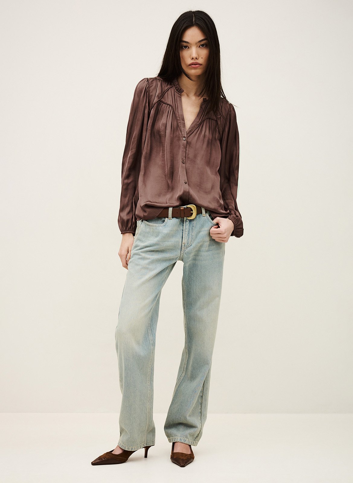 Chemise ample col v fluide cesira Rose