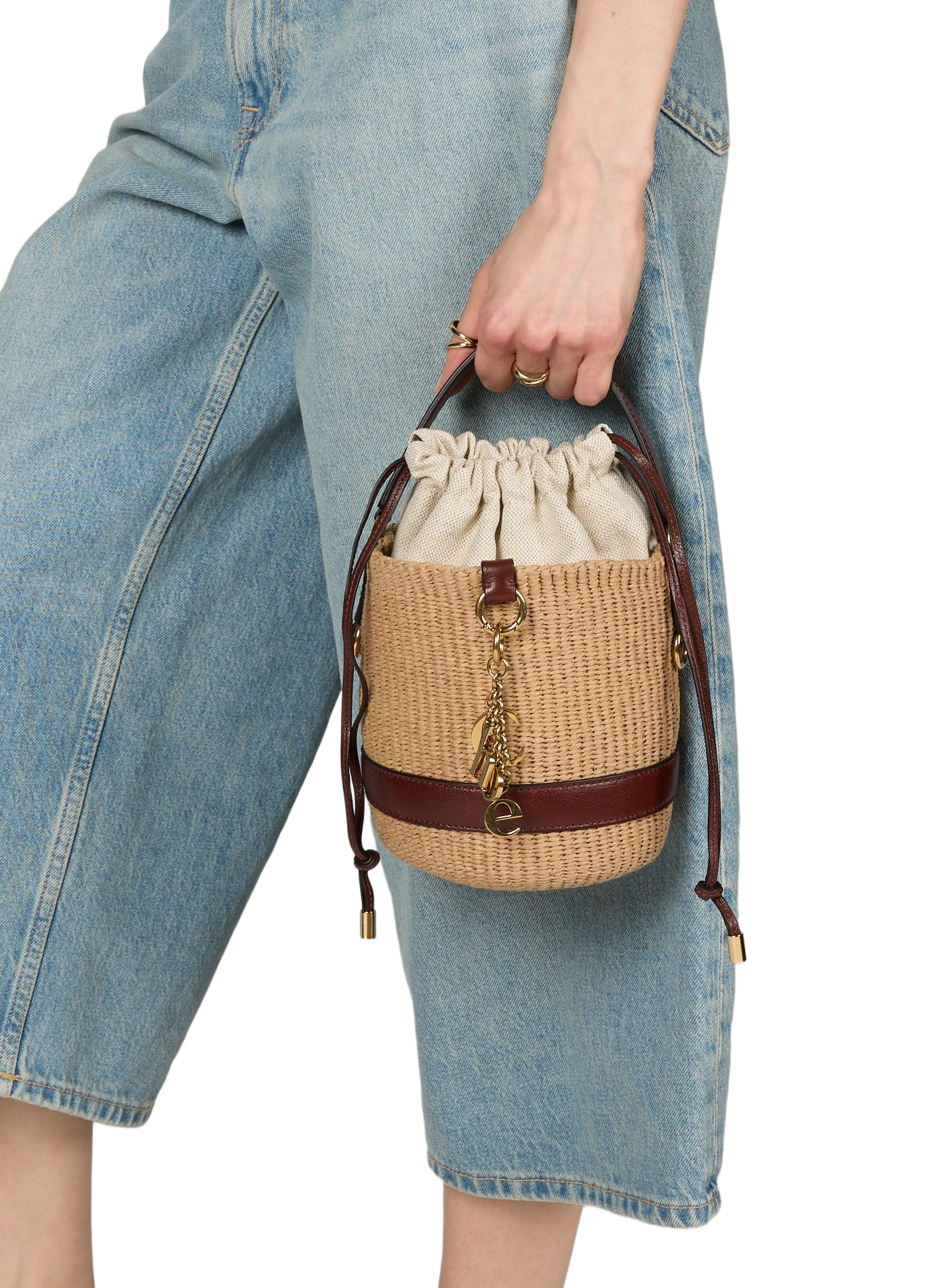 Chloé Charms raffia basket bag CHLOÉ White