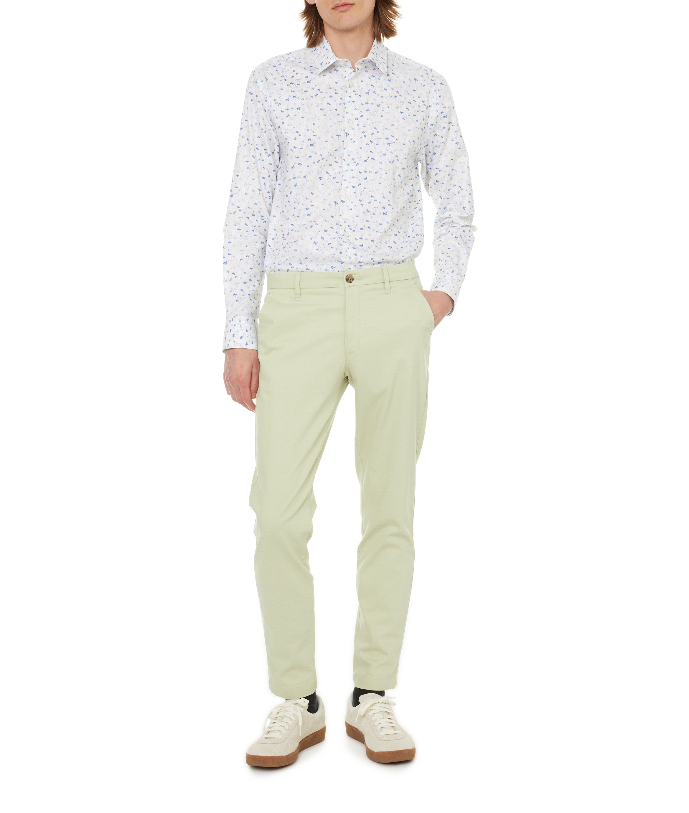 Printed cotton shirt  SELECTED White