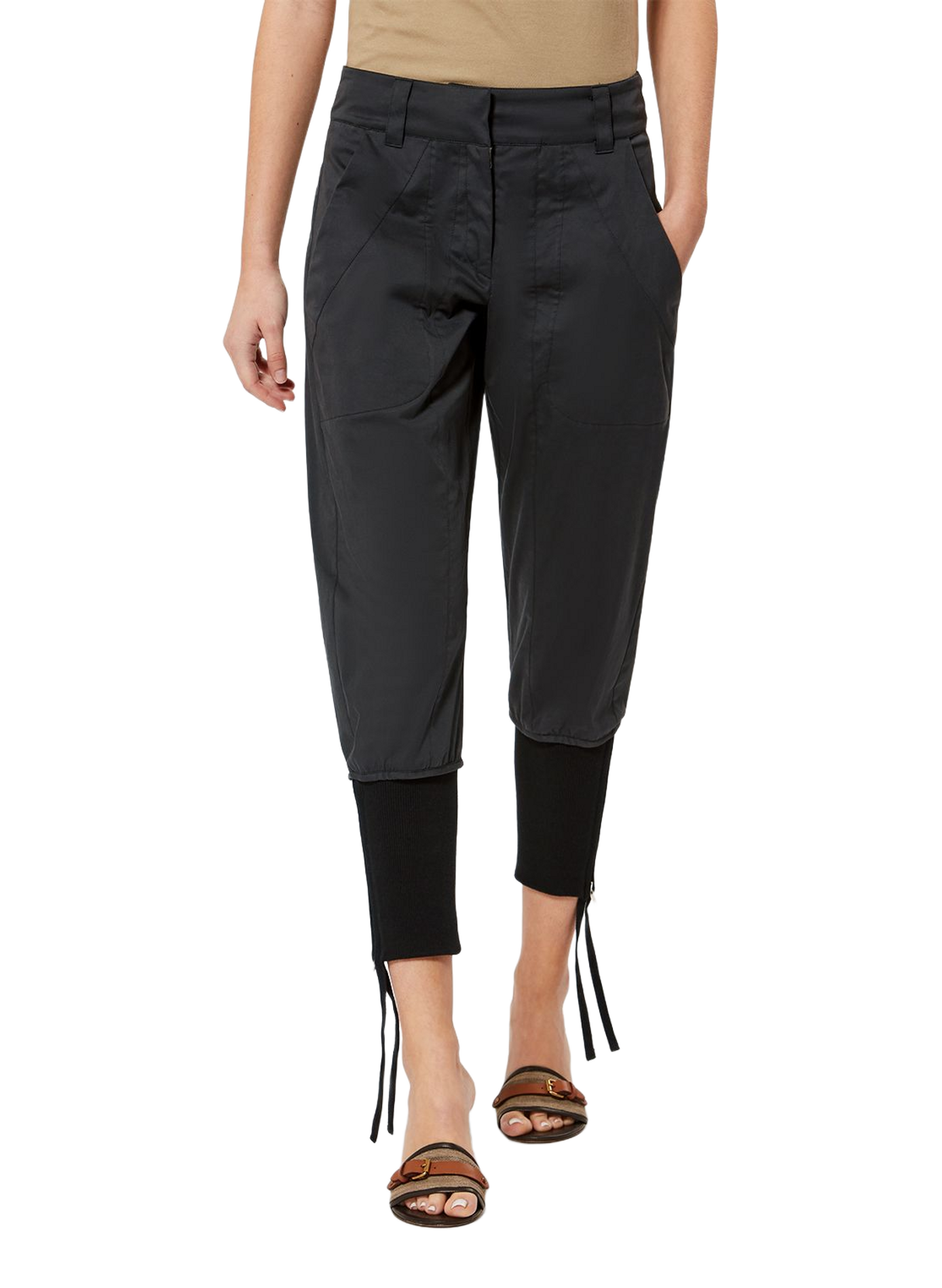 JODELA Straight Satin Cropped Pants ISABEL MARANT Black