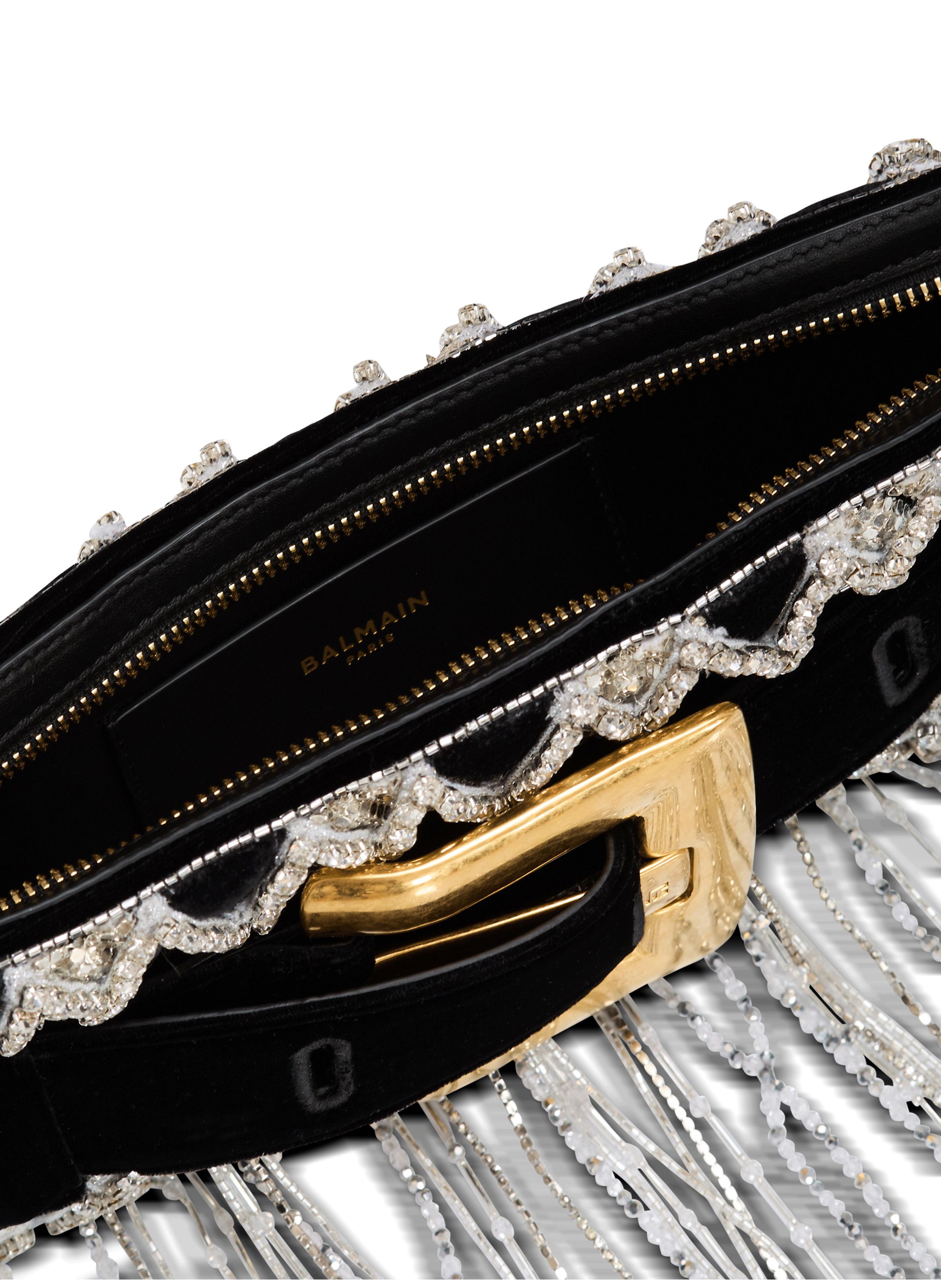 Pochette anthem en velours brodé BALMAIN Noir