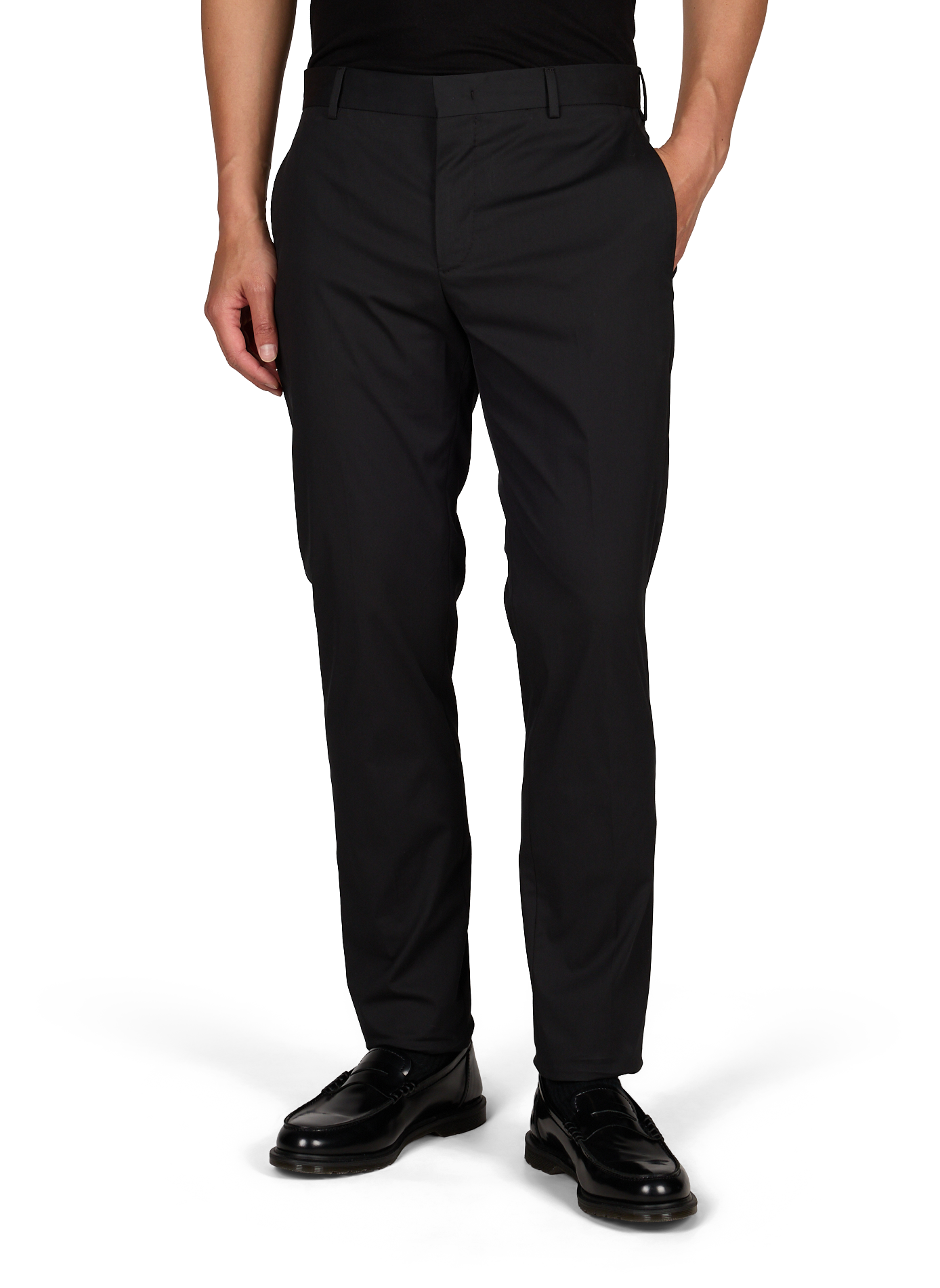 Solid color mixed cotton pants PT01 Black
