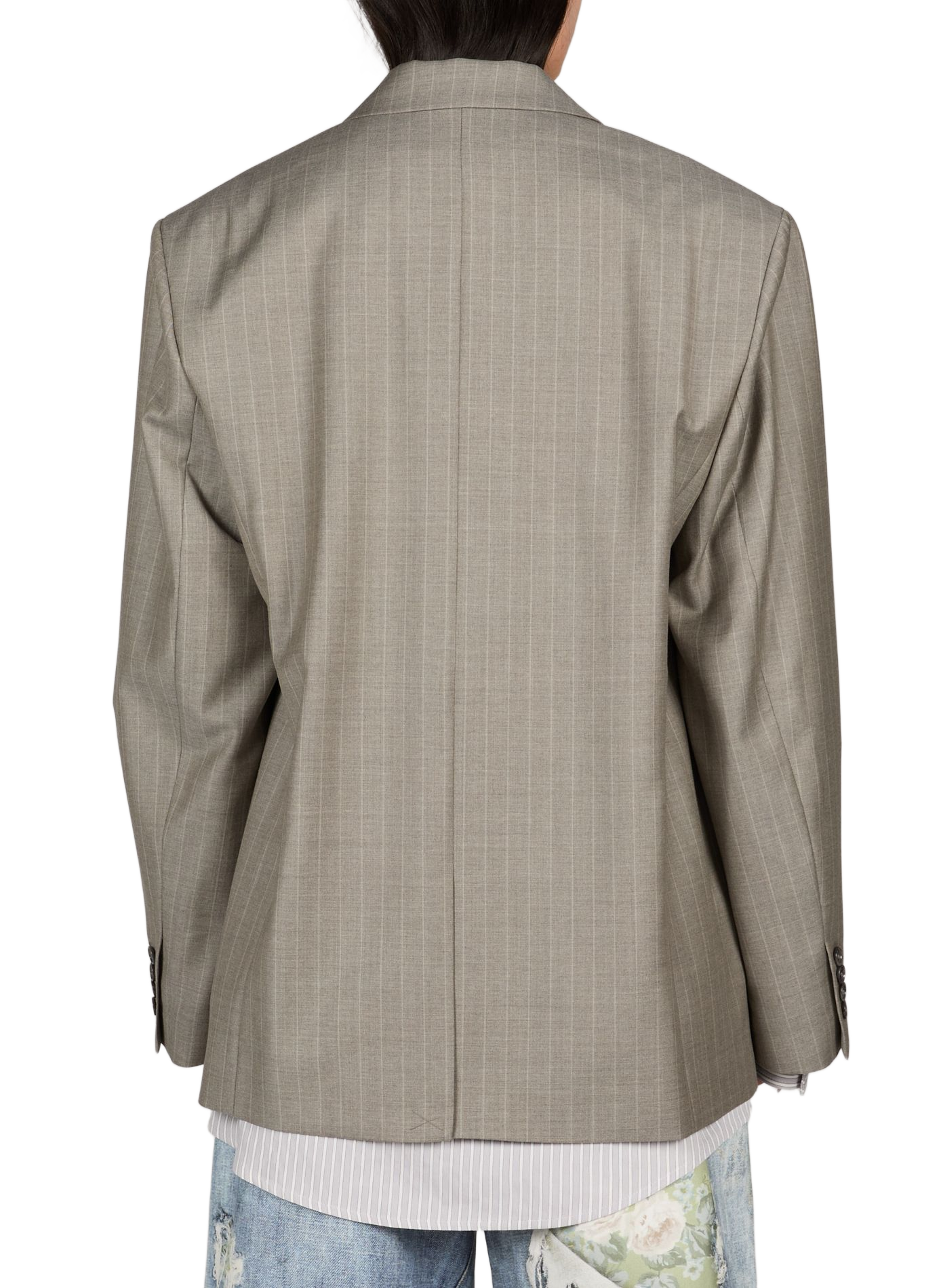 Blazer con fodera a camicia a righe in lana ACNE STUDIOS Blu