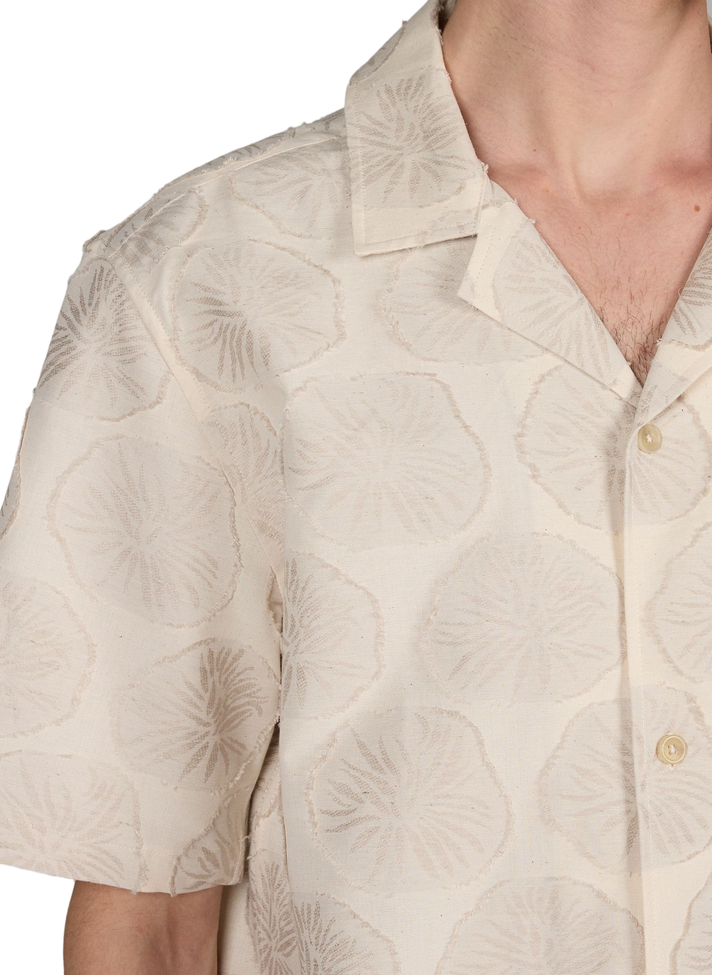 Jacquard straight shirt in cotton and linen LES DEUX Beige