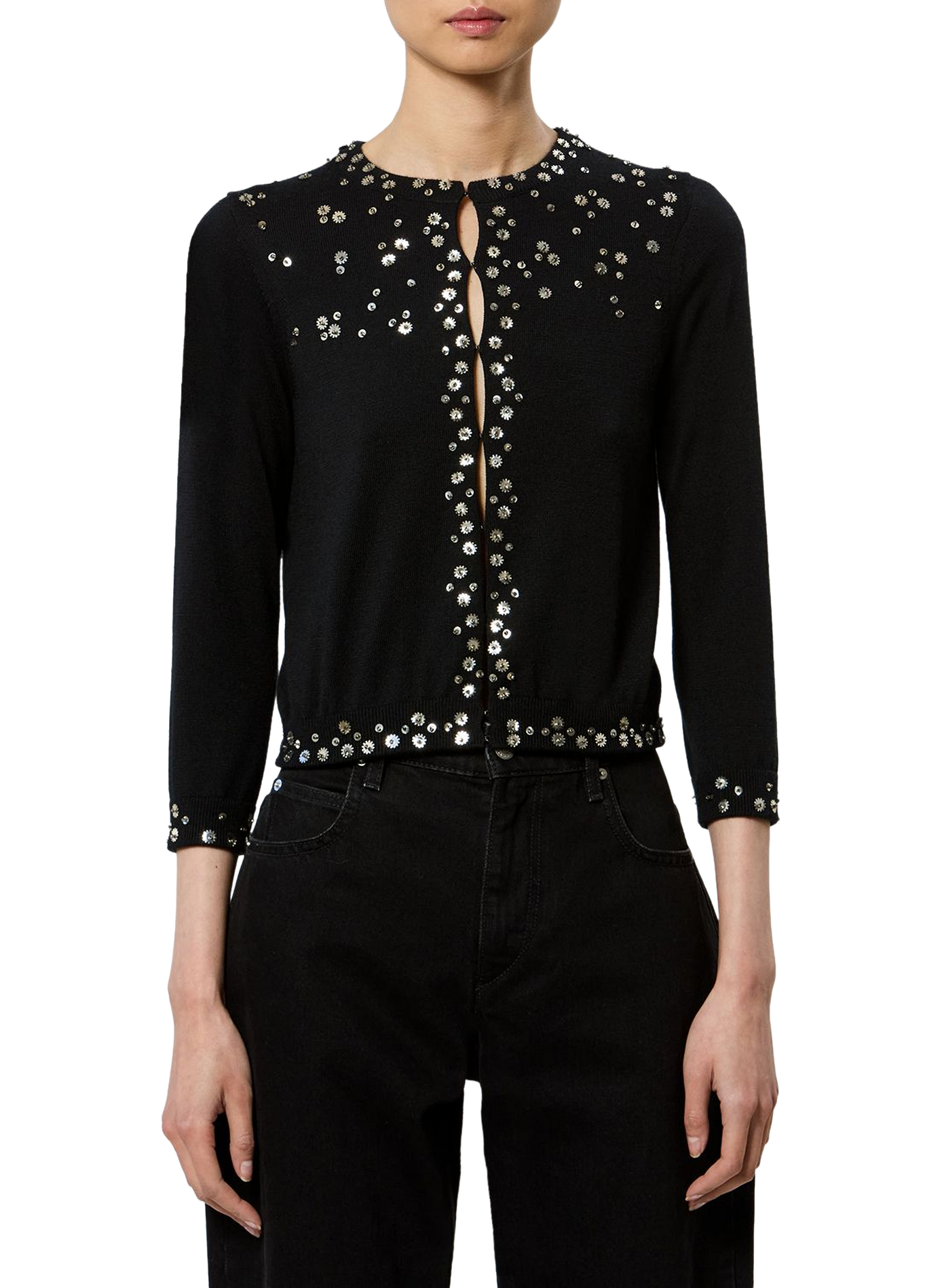 Cardigan Amaria mit Pailletten aus feiner Kaschmir- und Seidenstrickware ISABEL MARANT Schwarz
