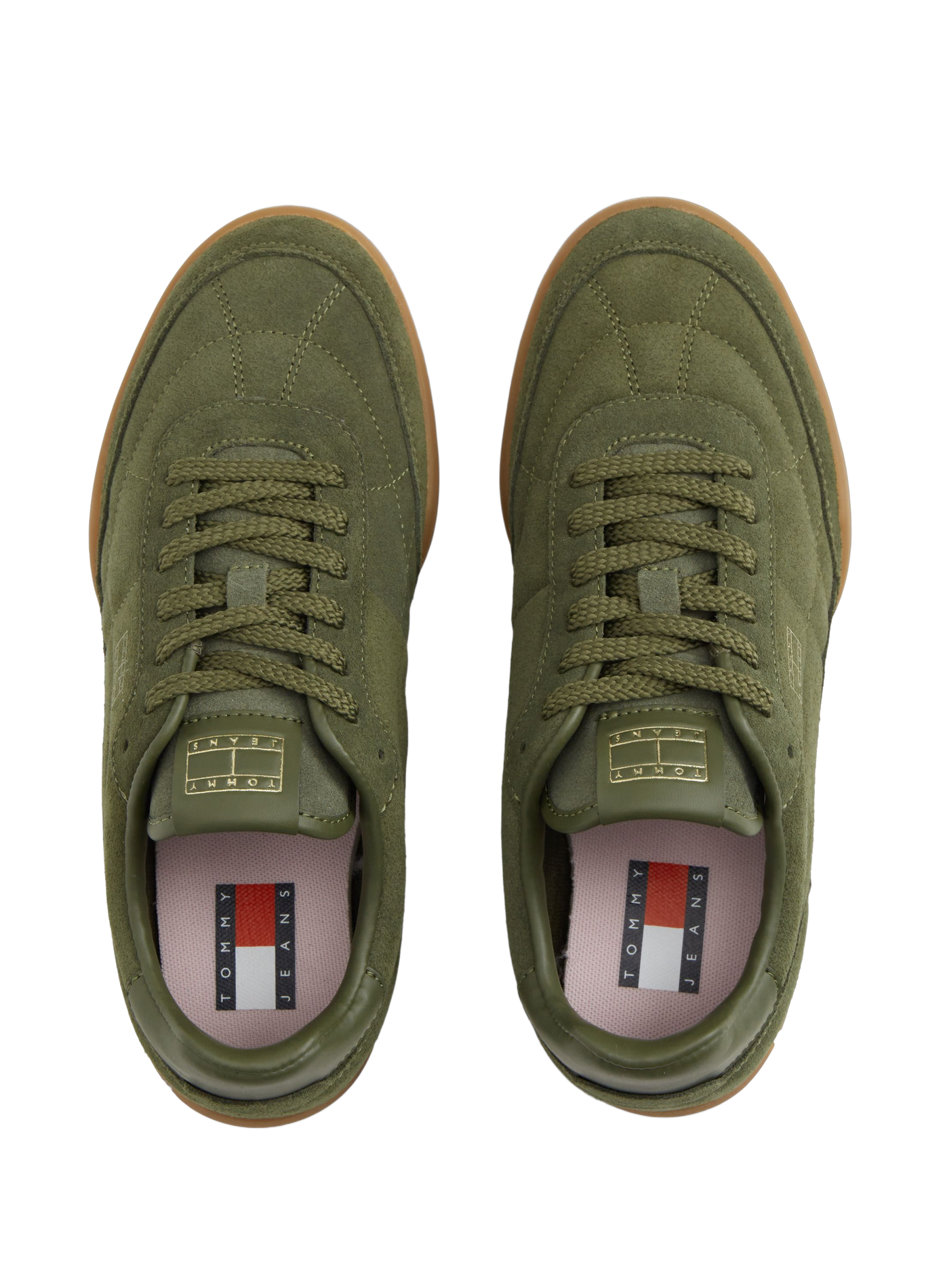 Solid Low-Top Leather Sneakers TOMMY HILFIGER Khaki