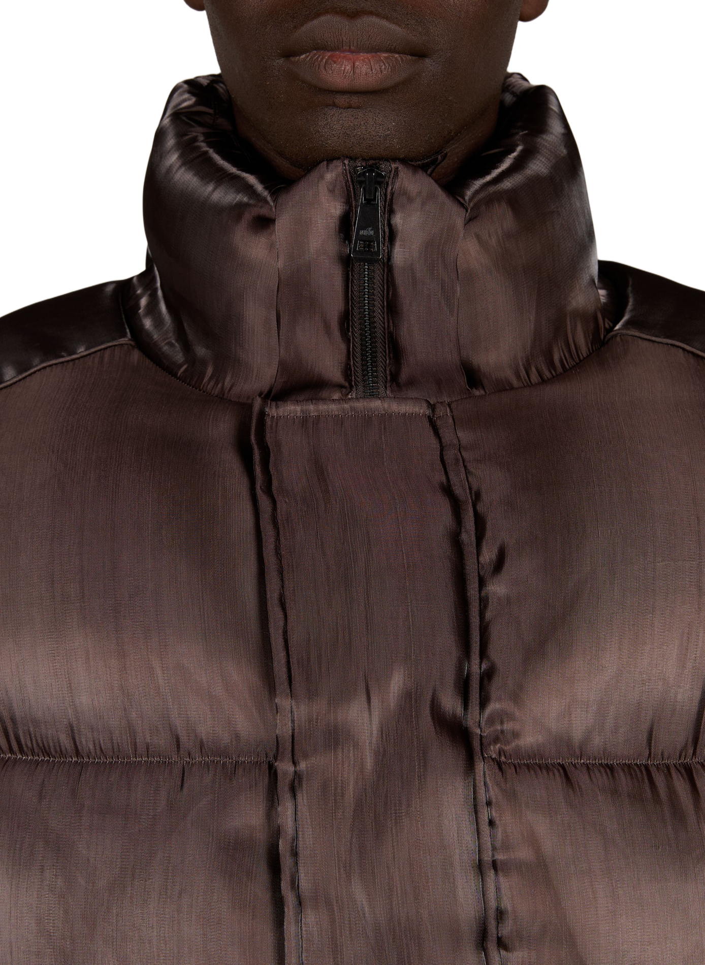 Puffer jacket with high collar uniform ONLY THE BLIND Brown