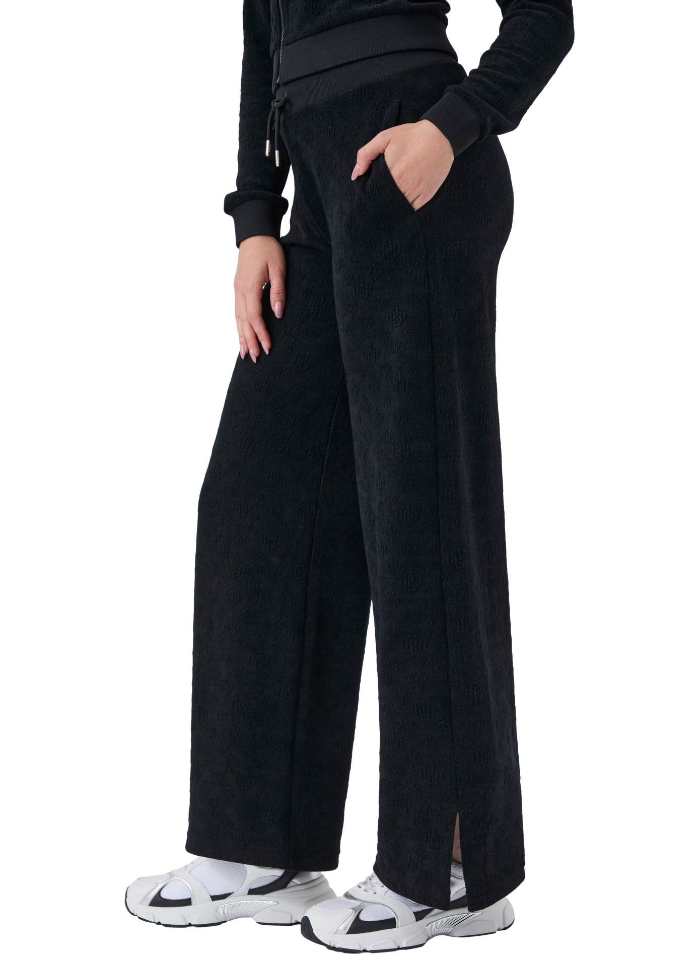 Weite unifarbene Hose mit elastischem Bund GUESS Schwarz